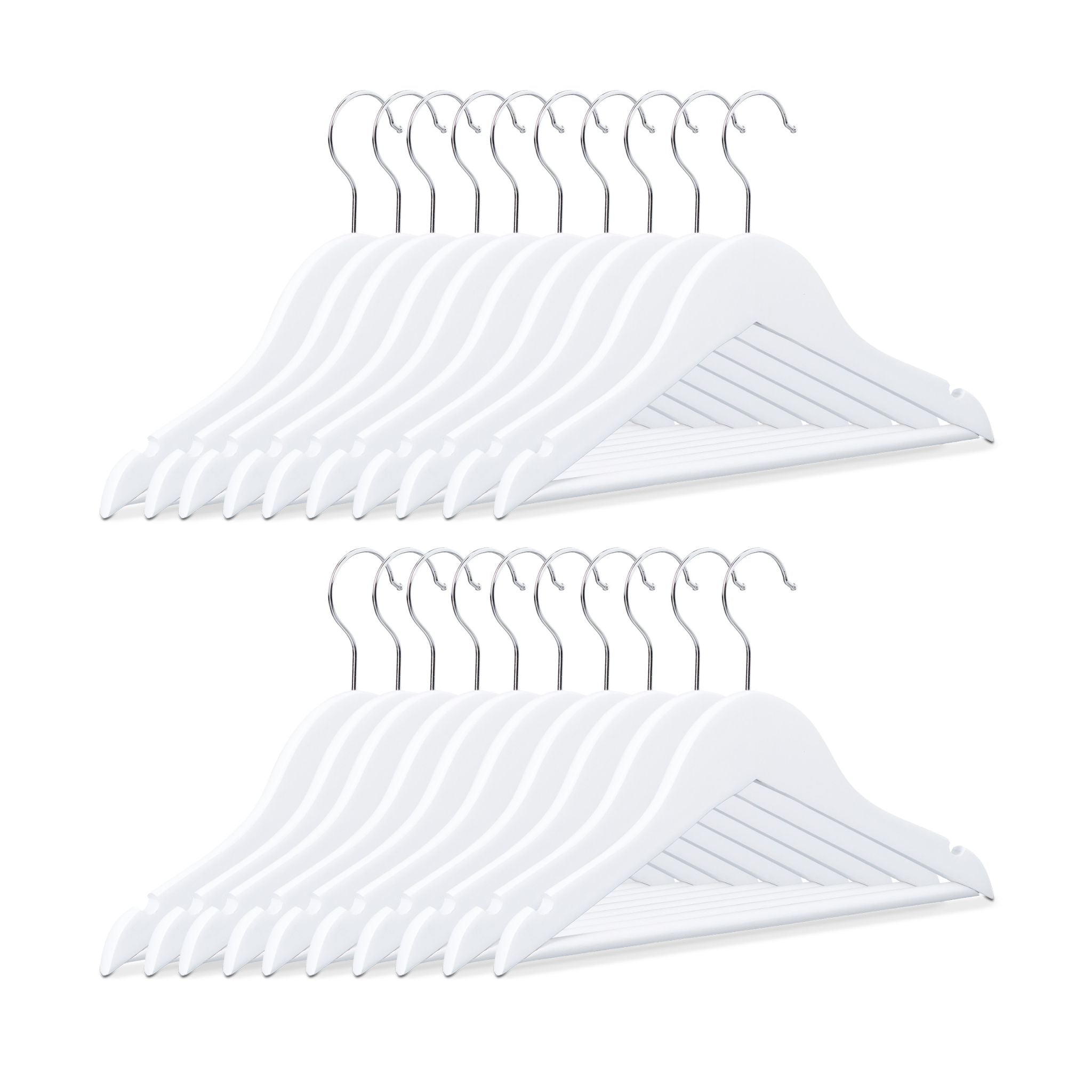 Kinderkleiderbügel Holz 20er-Set Weiss-Silber von Relaxdays