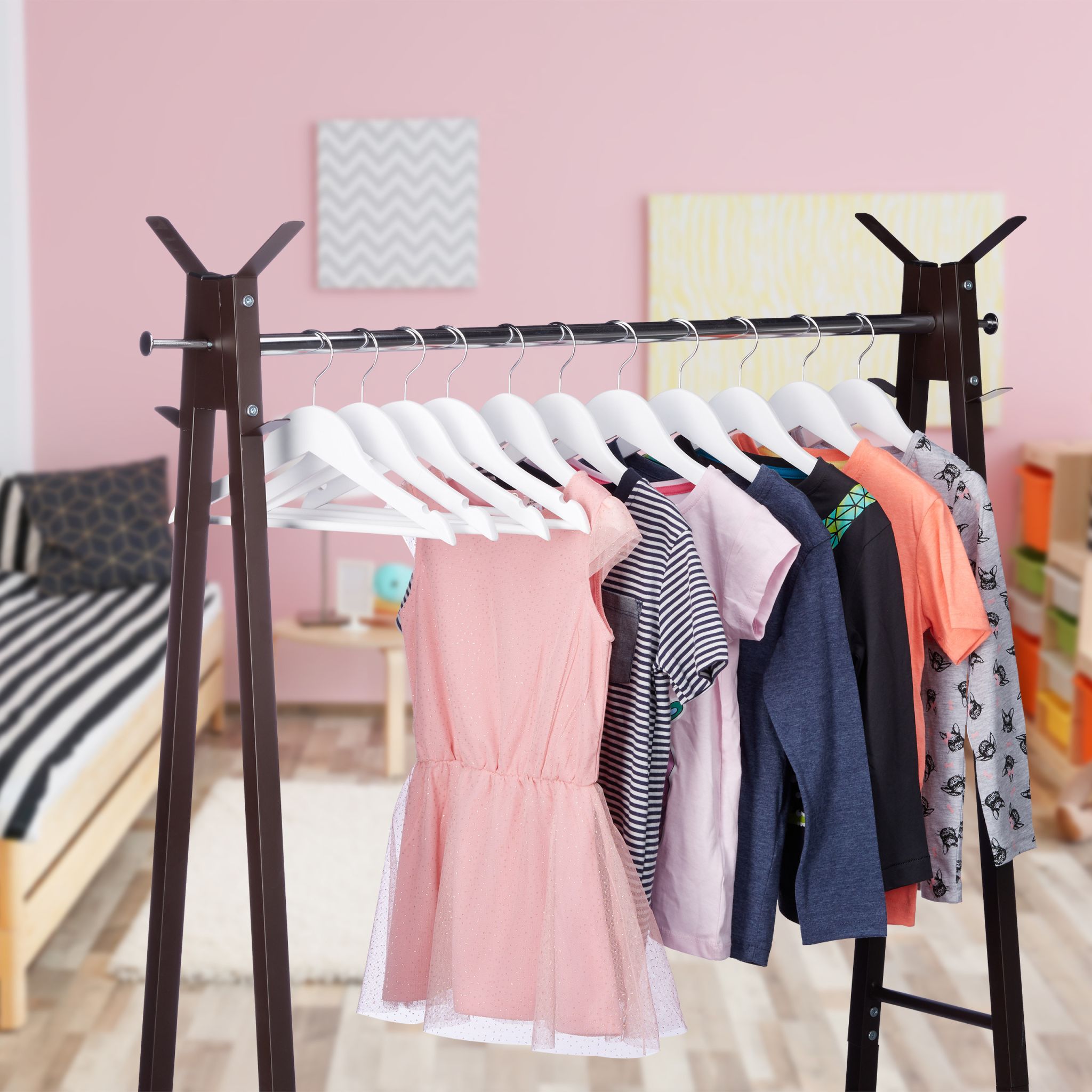 Kinderkleiderbügel Holz 20er-Set Weiss-Silber von Relaxdays