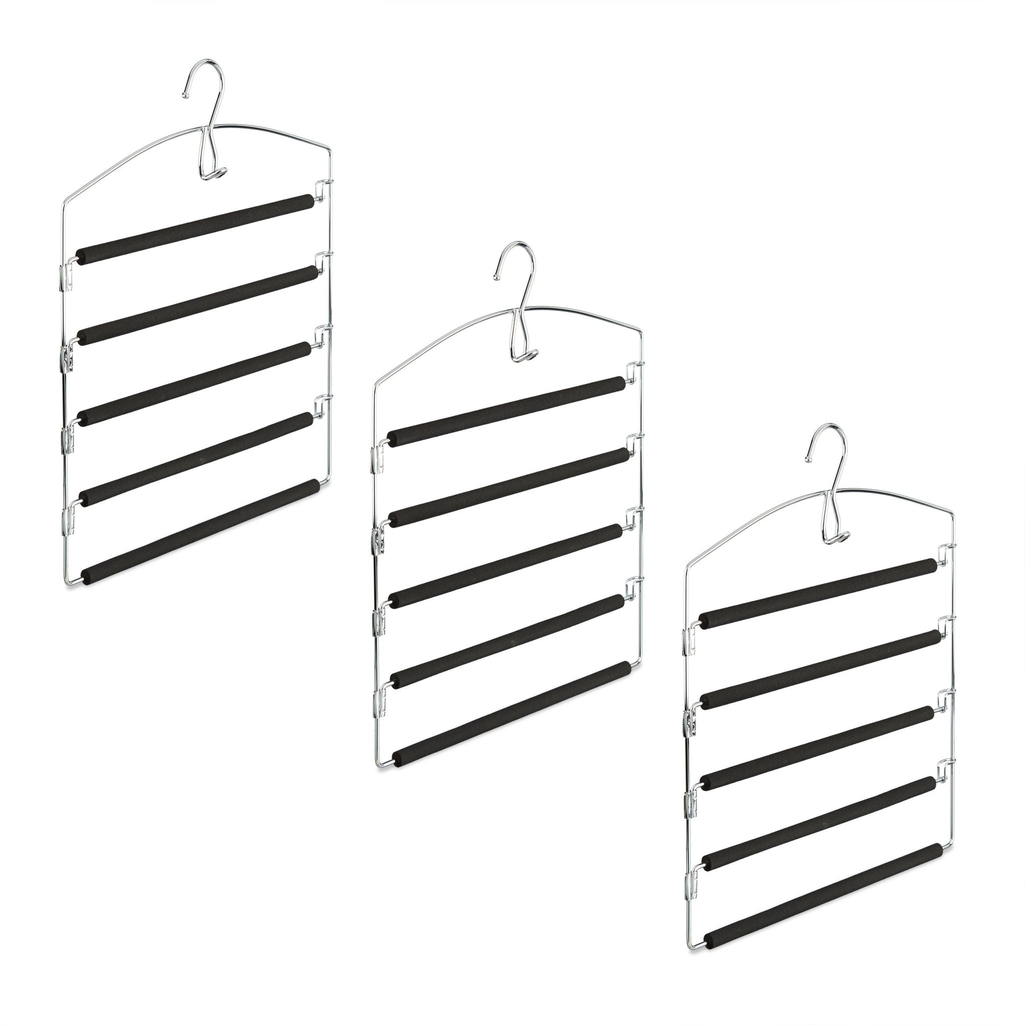 Hosenbügel 3er-Set Schwarz-Silber von Relaxdays