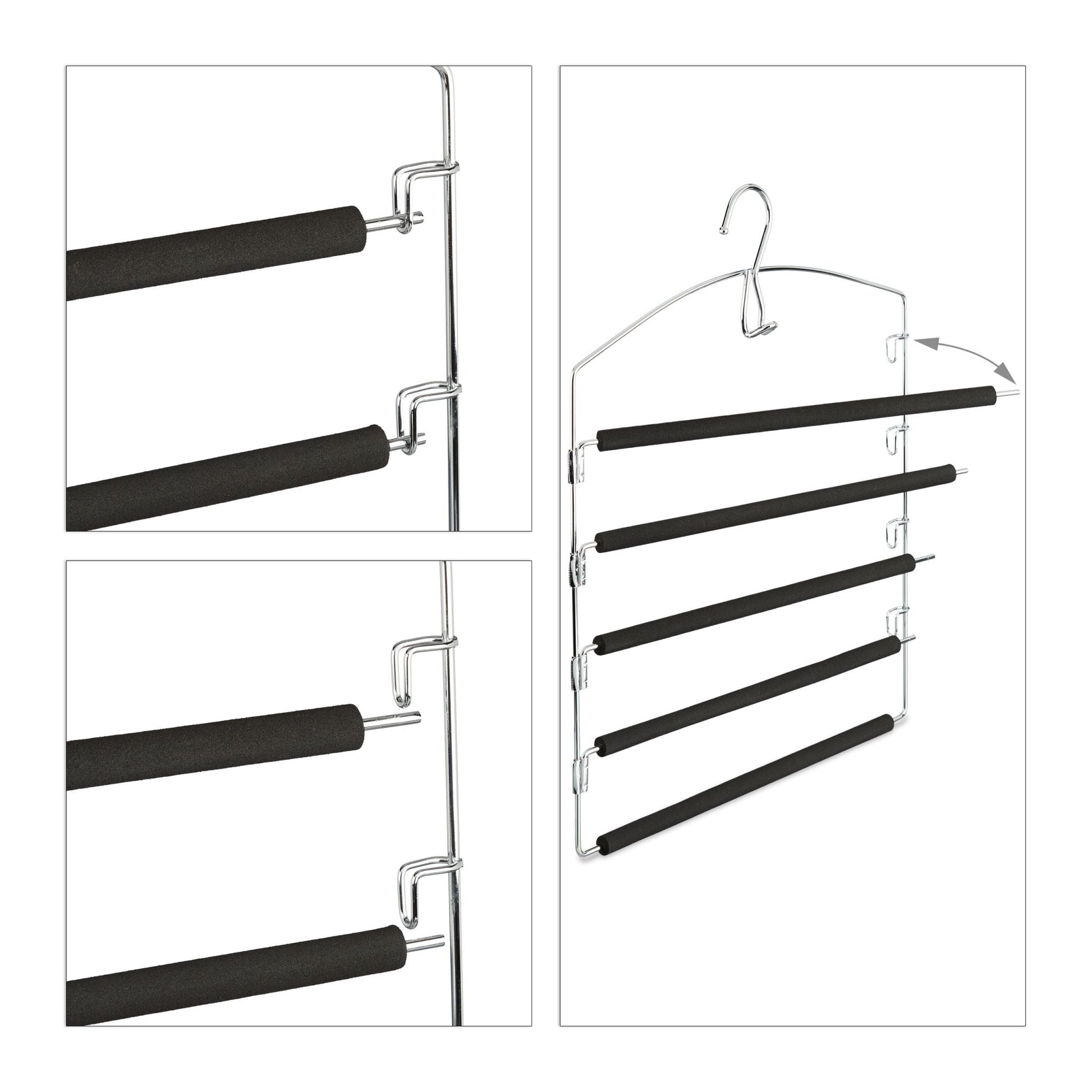 Hosenbügel 3er-Set Schwarz-Silber von Relaxdays