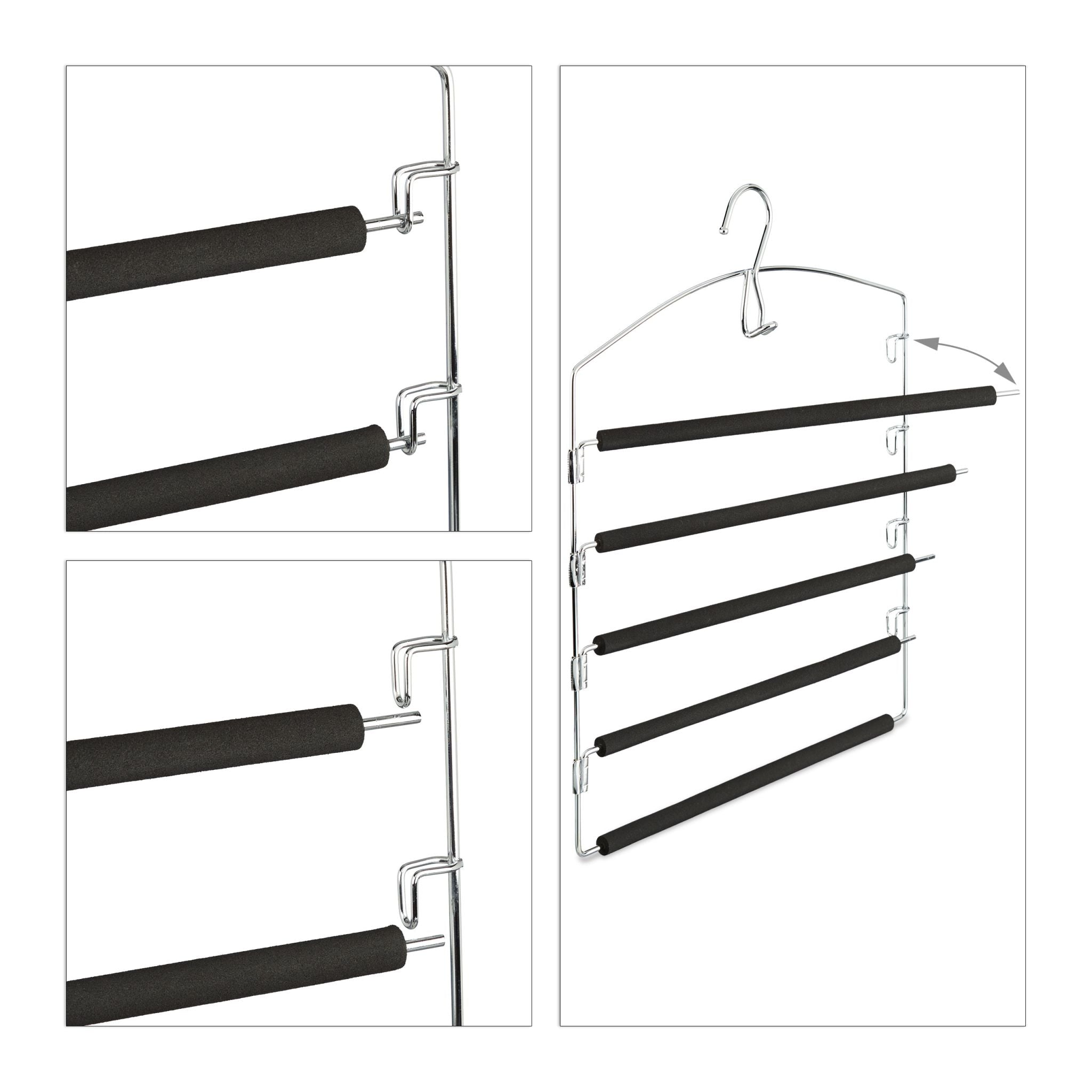 Hosenbügel 3er-Set Schwarz-Silber von Relaxdays