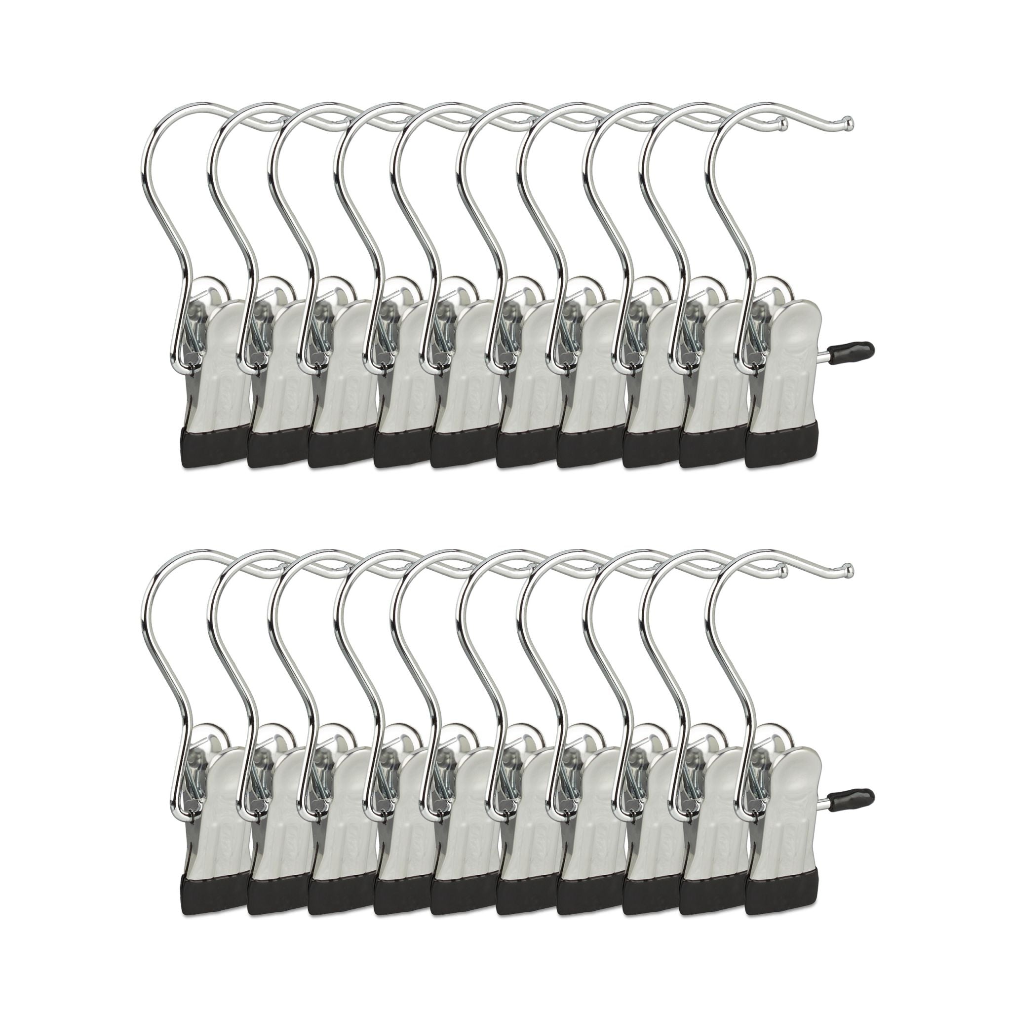 Stiefelklammern 20er-Set drehbar Schwarz-Silber von Relaxdays