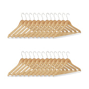 Kleiderbügel Holz 24er-Set Hellbraun-Silber von Relaxdays