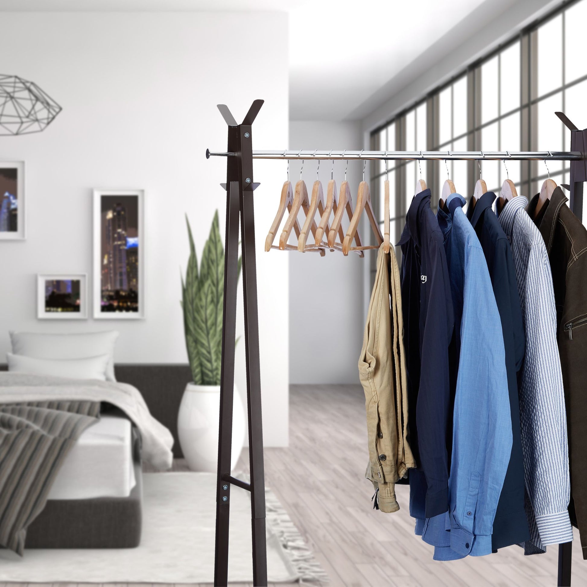 Kleiderbügel Holz 24er-Set Hellbraun-Silber von Relaxdays
