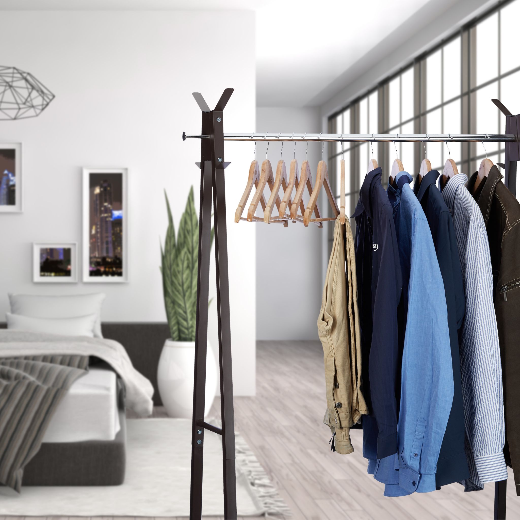 Kleiderbügel Holz 24er-Set Hellbraun-Silber von Relaxdays