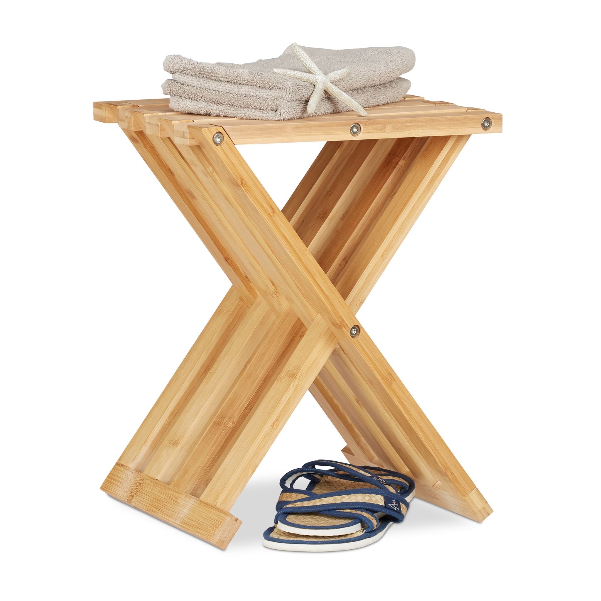 Klapphocker Bambus Hellbraun von Relaxdays