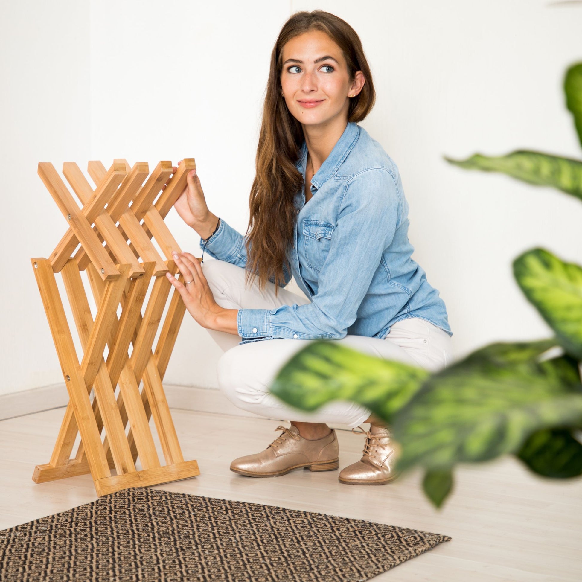 Klapphocker Bambus Hellbraun von Relaxdays