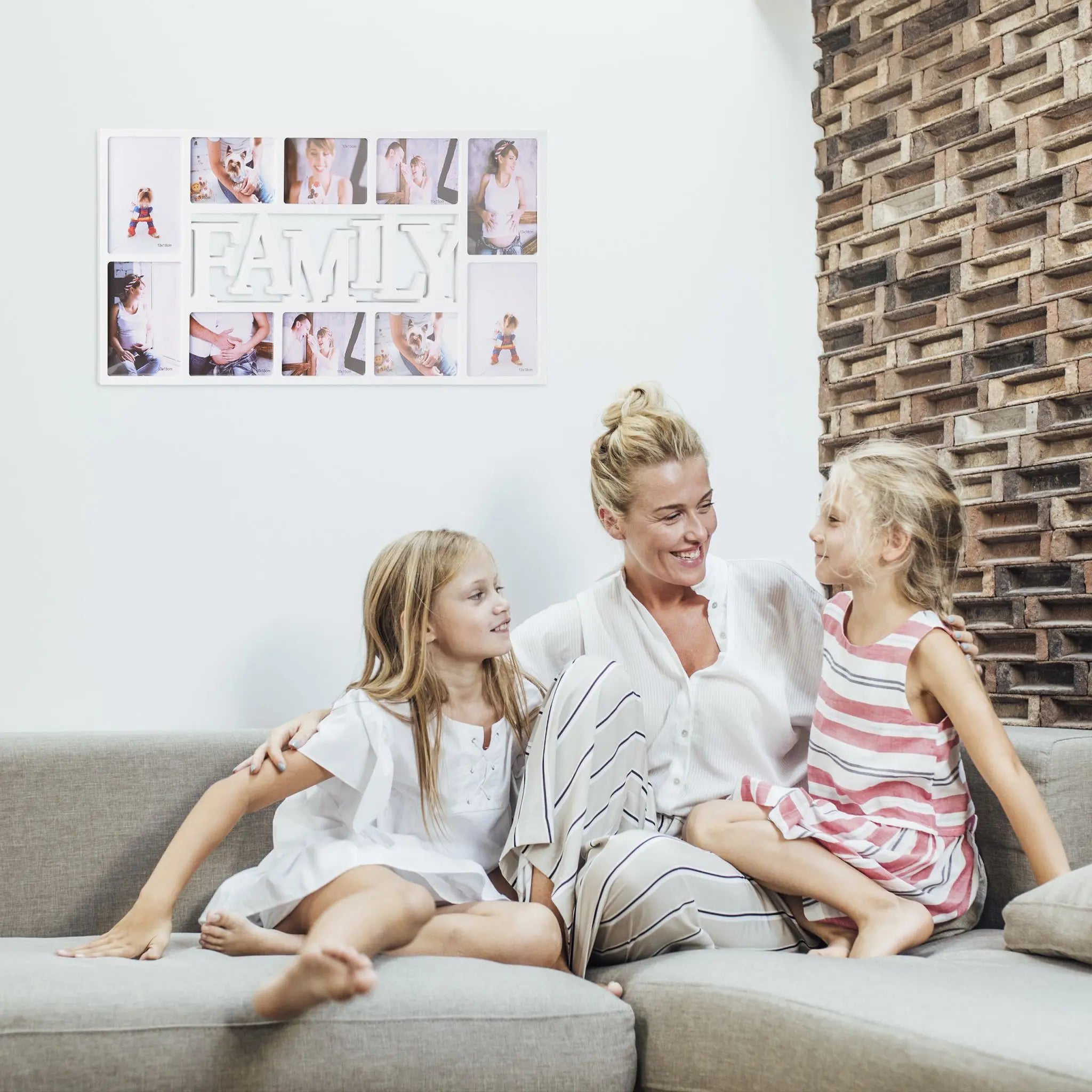 Bilderrahmen Familie für 10 Fotos Weiss-Transparent von Relaxdays