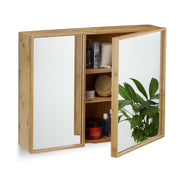 Bad Spiegelschrank mit 2 Türen Hellbraun-Transparent von Relaxdays