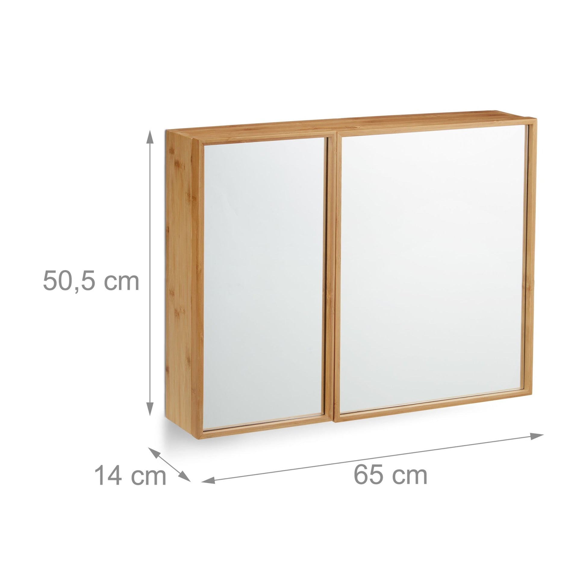 Bad Spiegelschrank mit 2 Türen Hellbraun-Transparent von Relaxdays