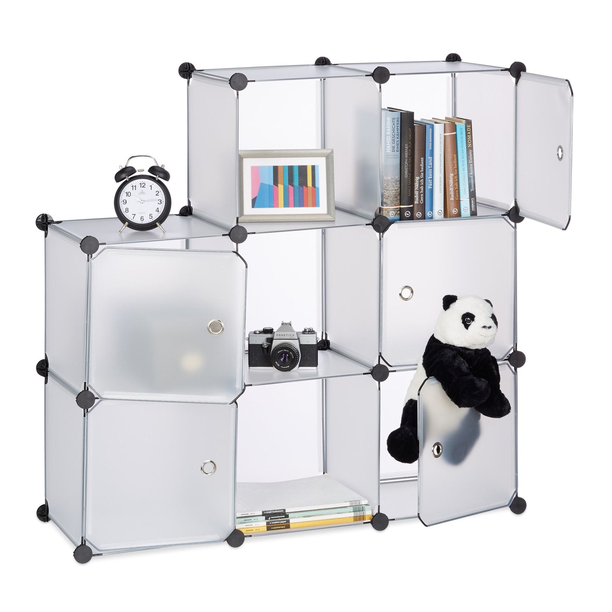 Regalsystem mit Türen Schwarz-Transparent von Relaxdays
