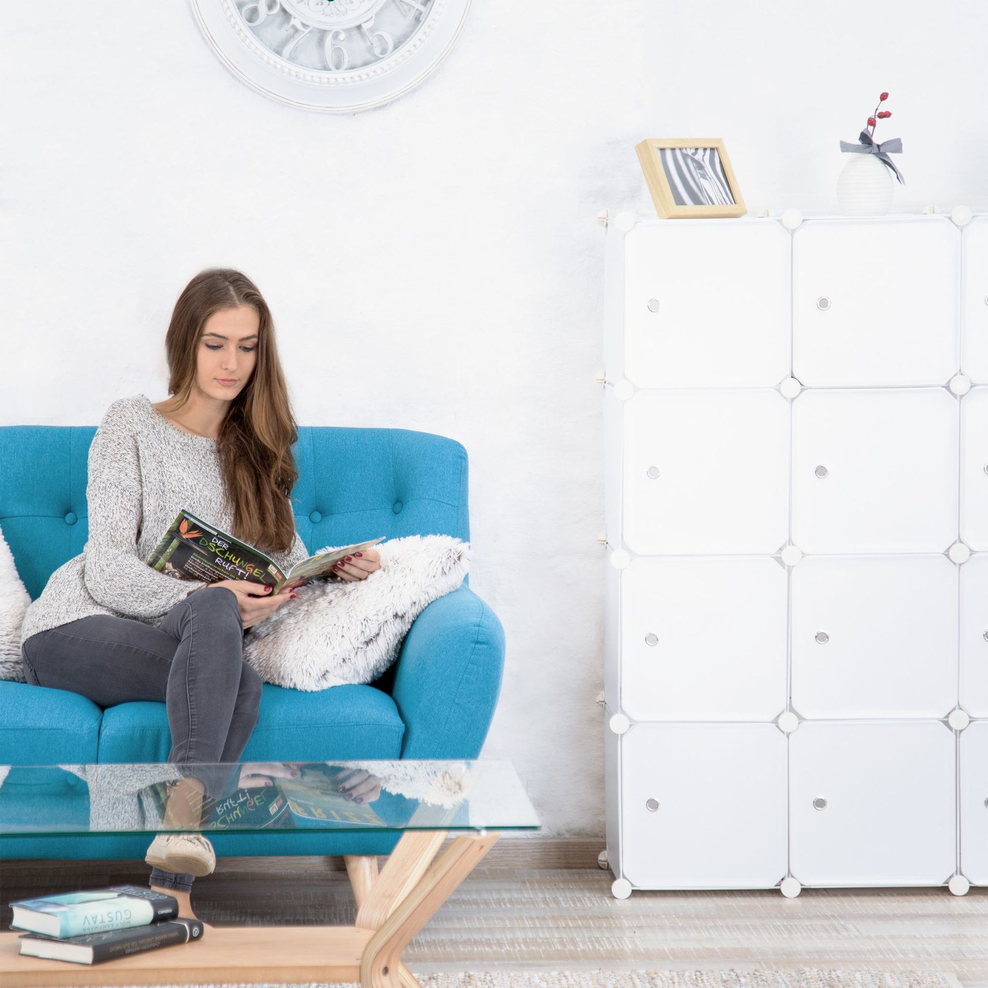 Steckregal Kunststoff mit 16 Fächern Weiss von Relaxdays