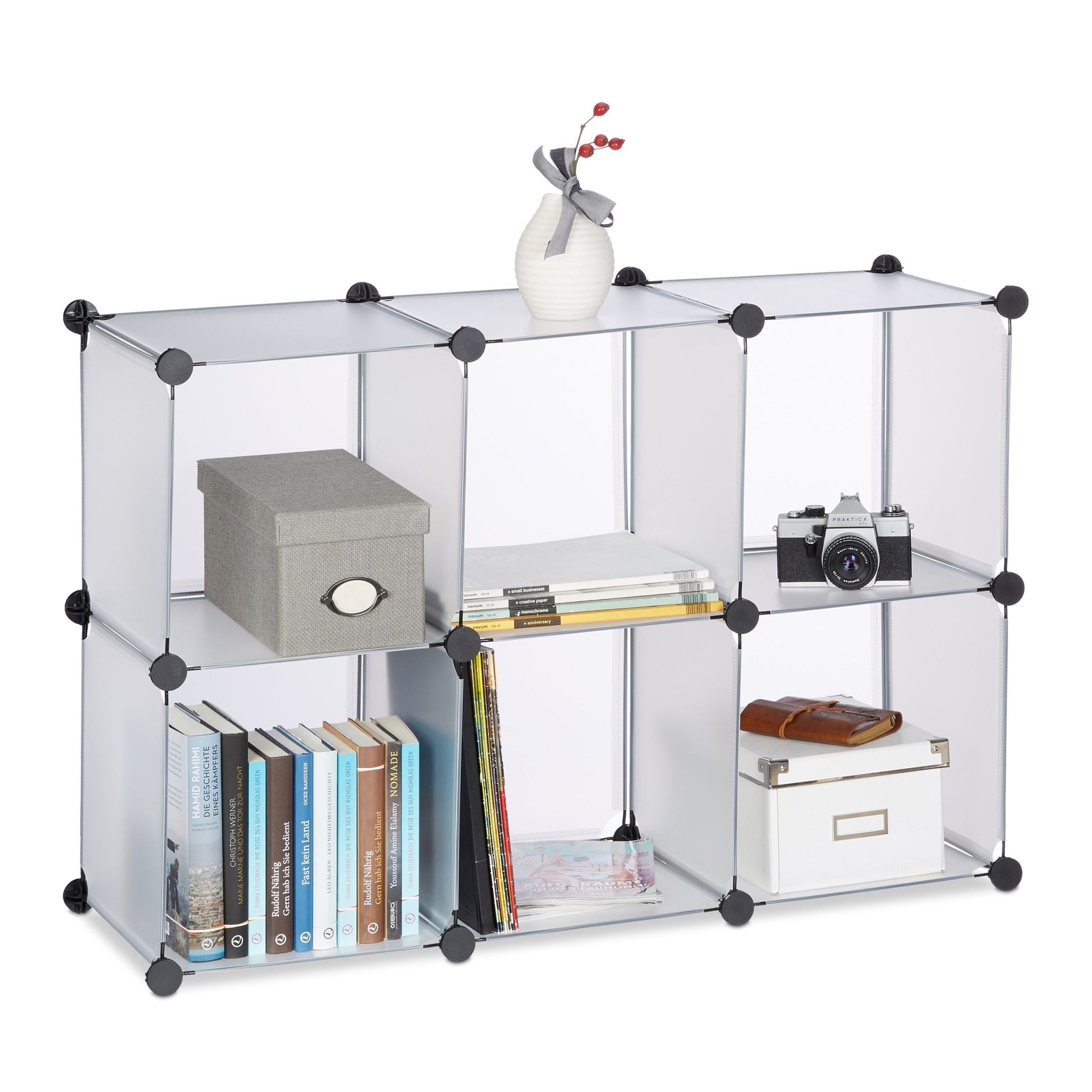 Regalsystem 6 Fächer Schwarz-Transparent von Relaxdays