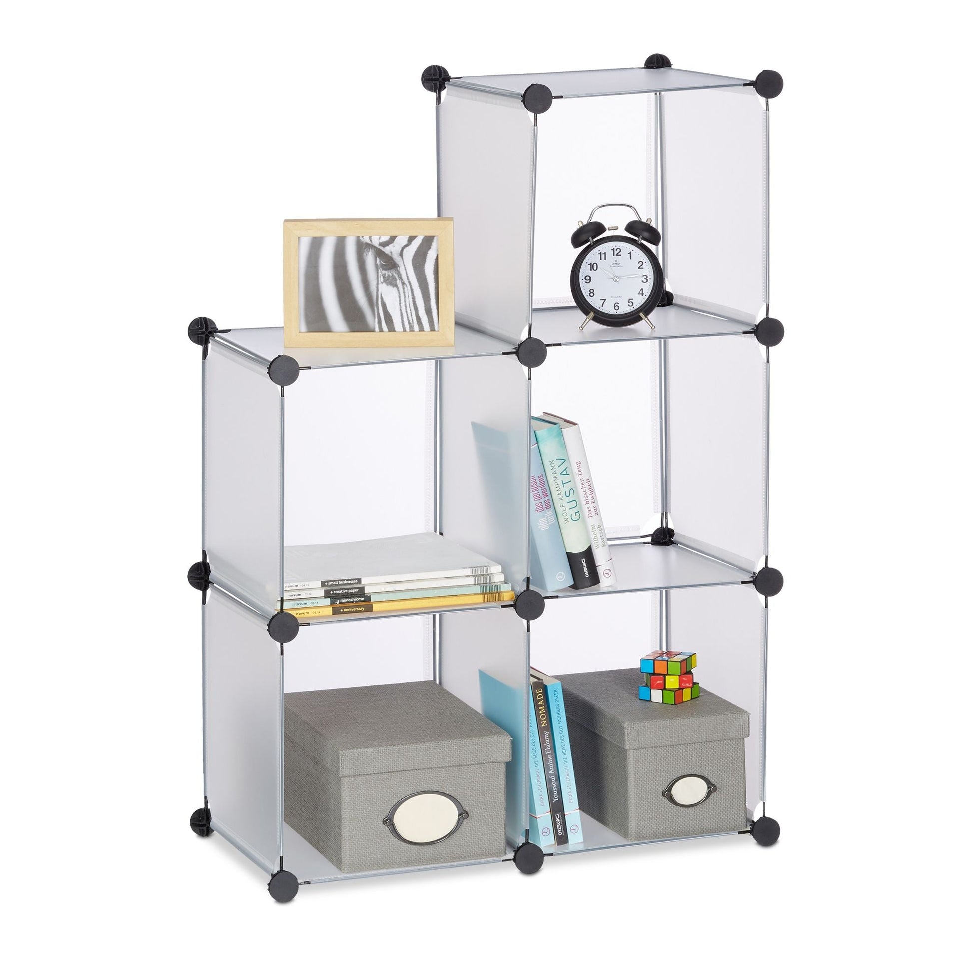Regalsystem 6 Fächer Schwarz-Transparent von Relaxdays