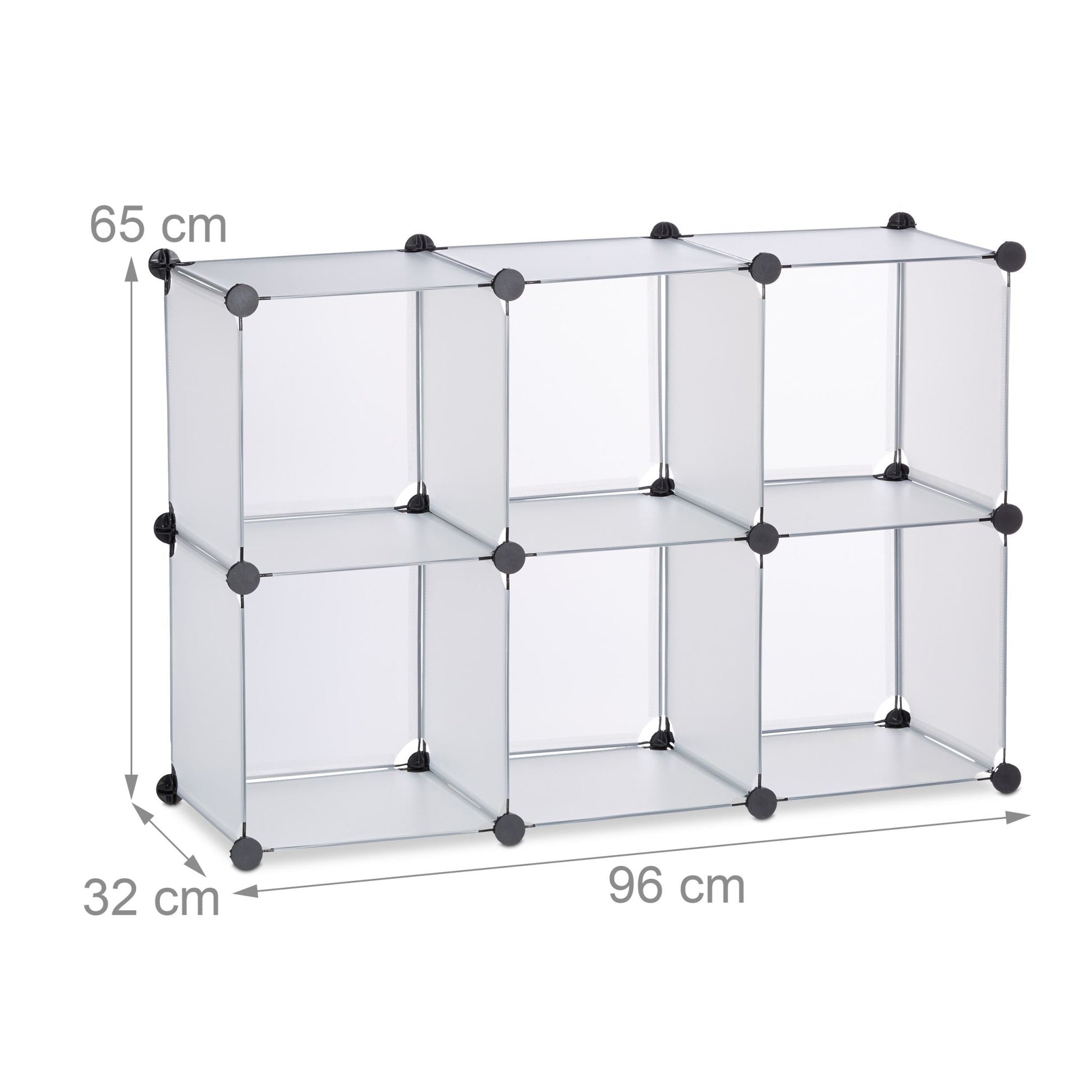 Regalsystem 6 Fächer Schwarz-Transparent von Relaxdays