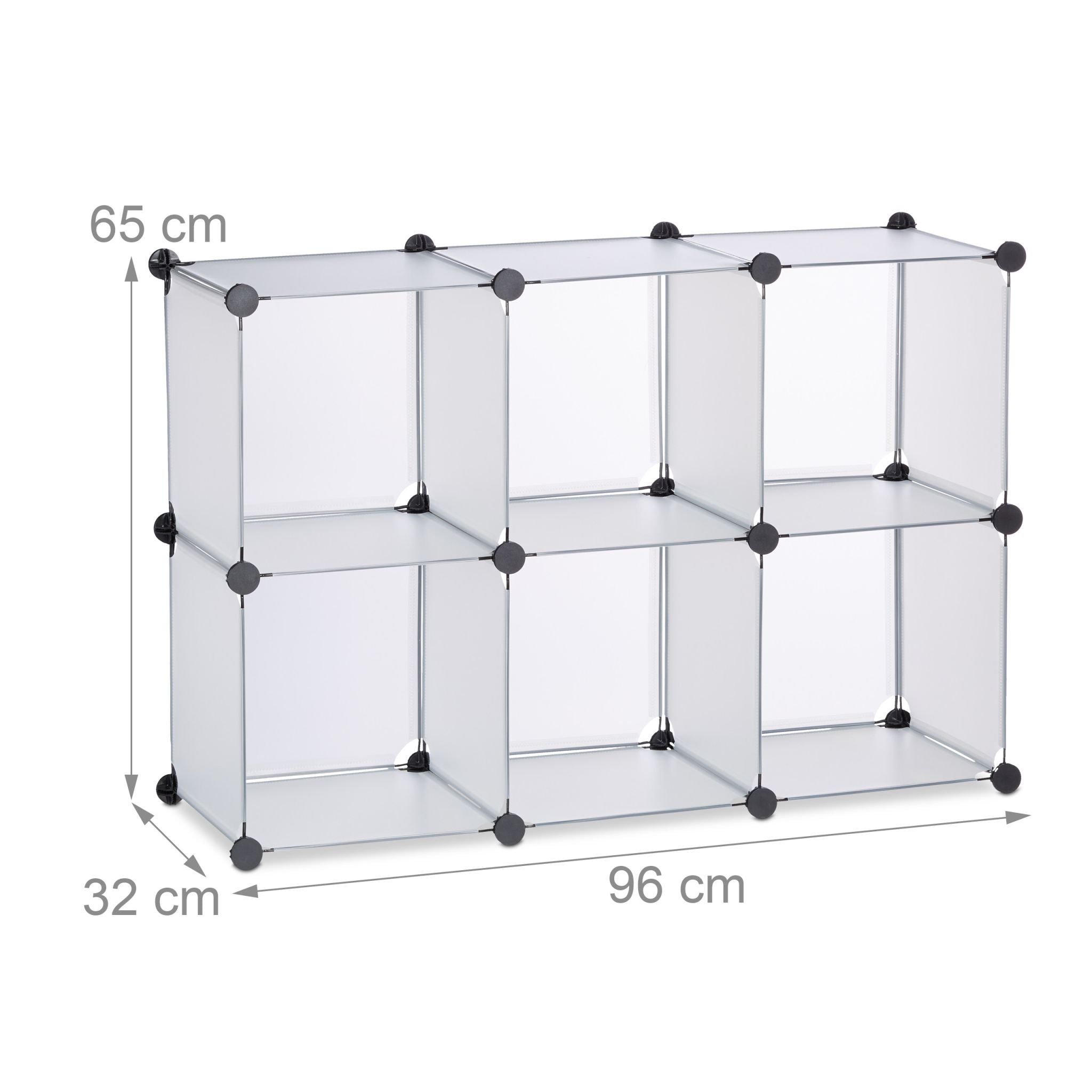 Regalsystem 6 Fächer Schwarz-Transparent von Relaxdays