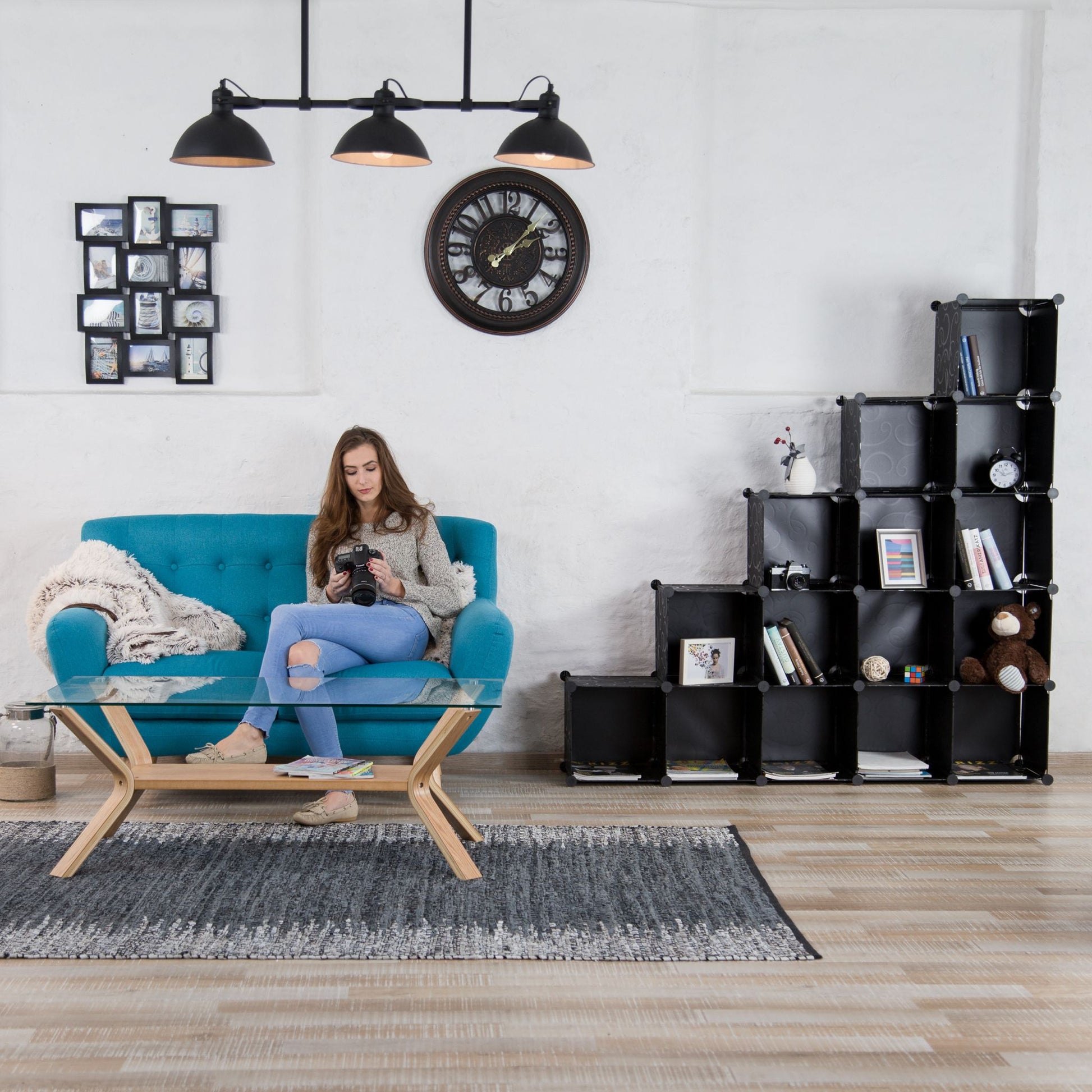Steckregal Kunststoff mit 15 Fächern Weiss von Relaxdays