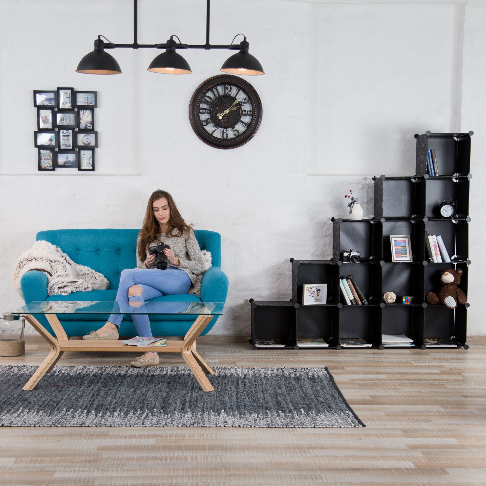 Steckregal Kunststoff mit 15 Fächern Weiss von Relaxdays