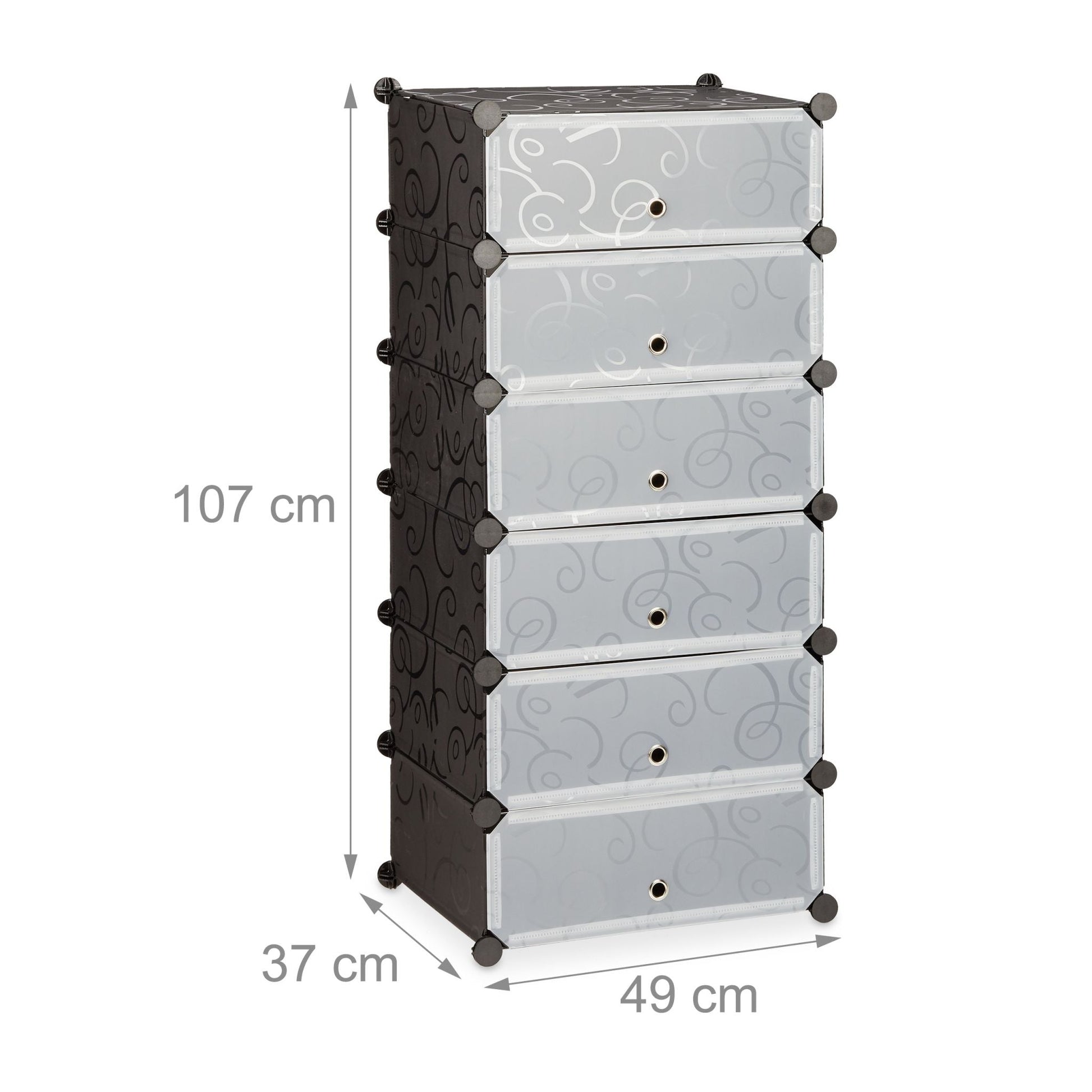 Schuhschrank mit 6 Fächern Schwarz-Transparent von Relaxdays