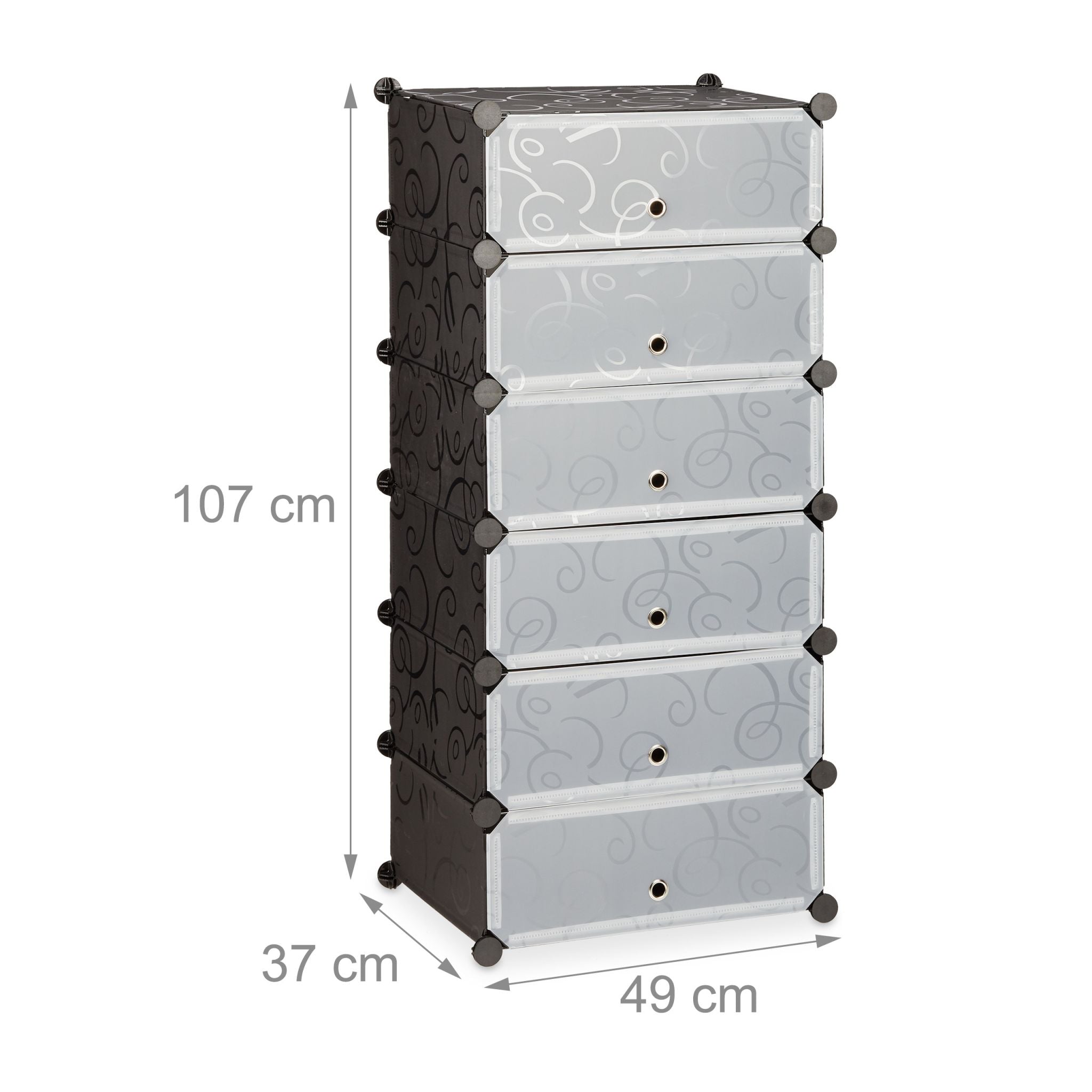 Schuhschrank mit 6 Fächern Schwarz-Transparent von Relaxdays