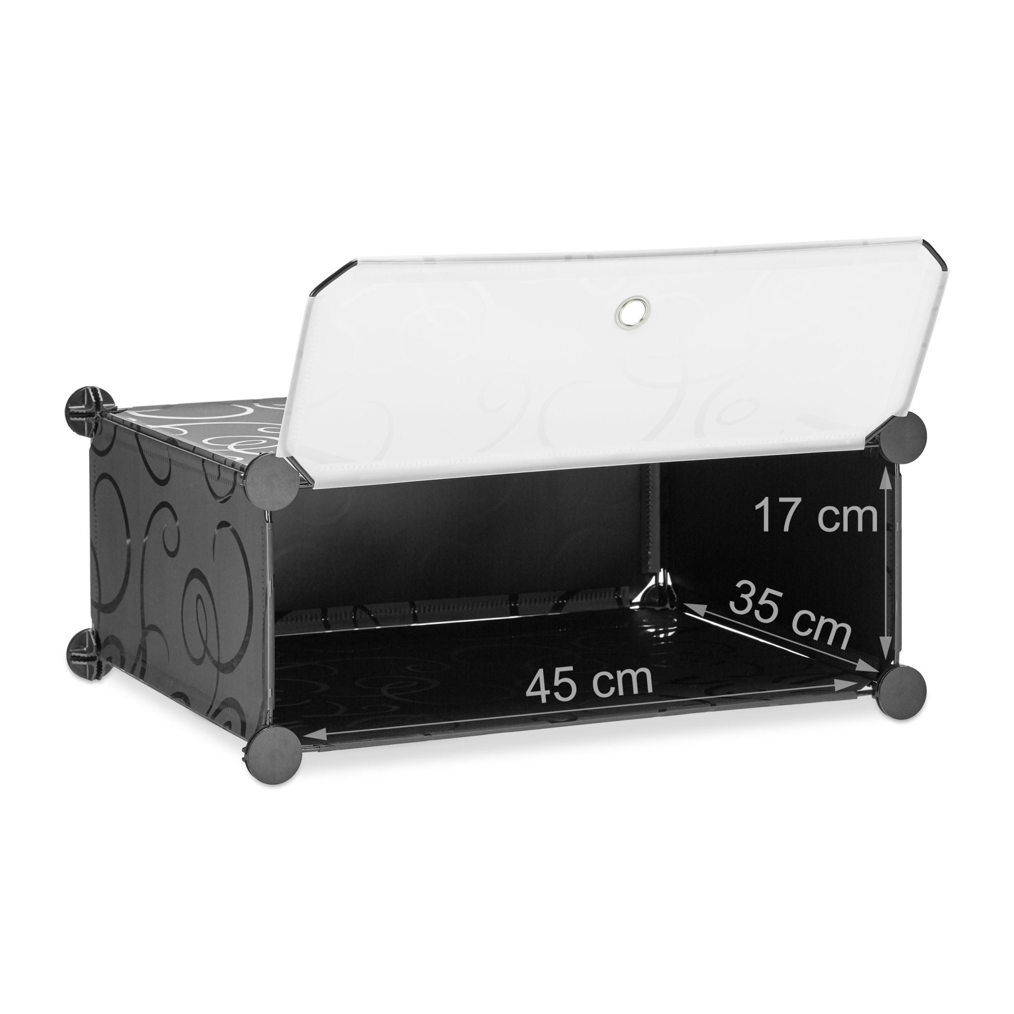 Schuhschrank mit 6 Fächern Schwarz-Transparent von Relaxdays