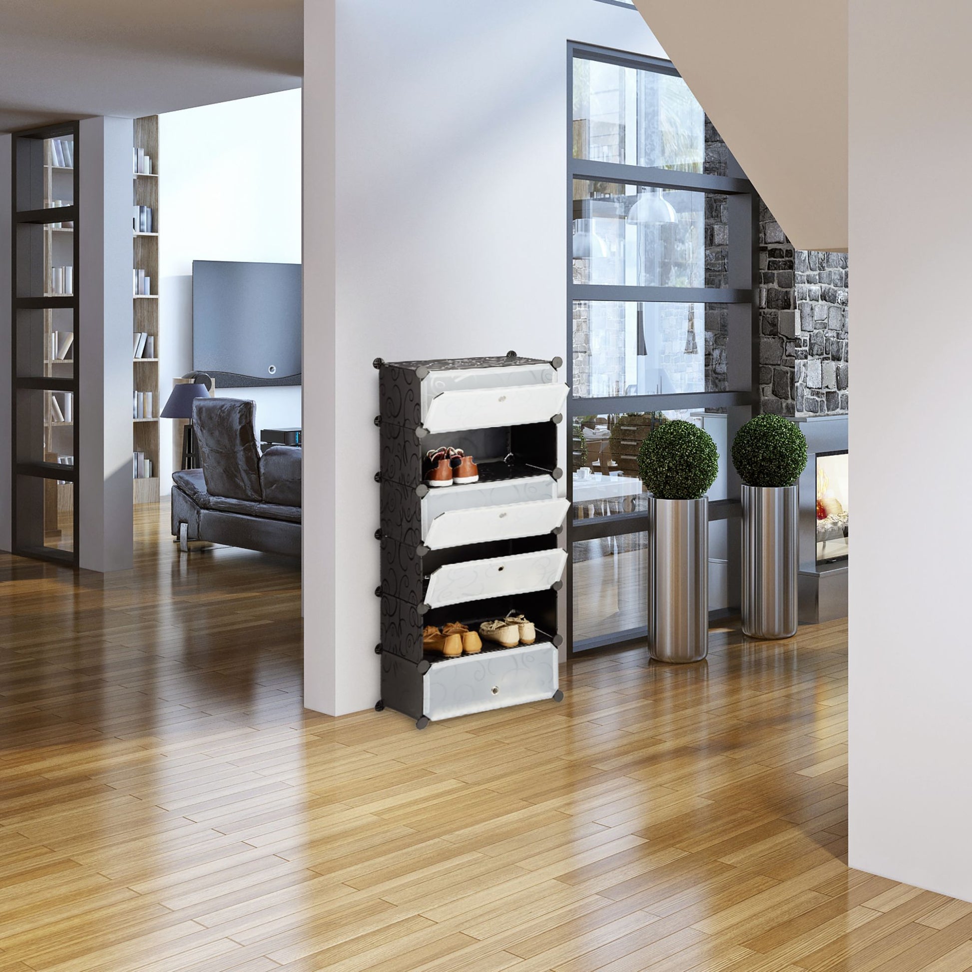 Schuhschrank mit 6 Fächern Weiss von Relaxdays