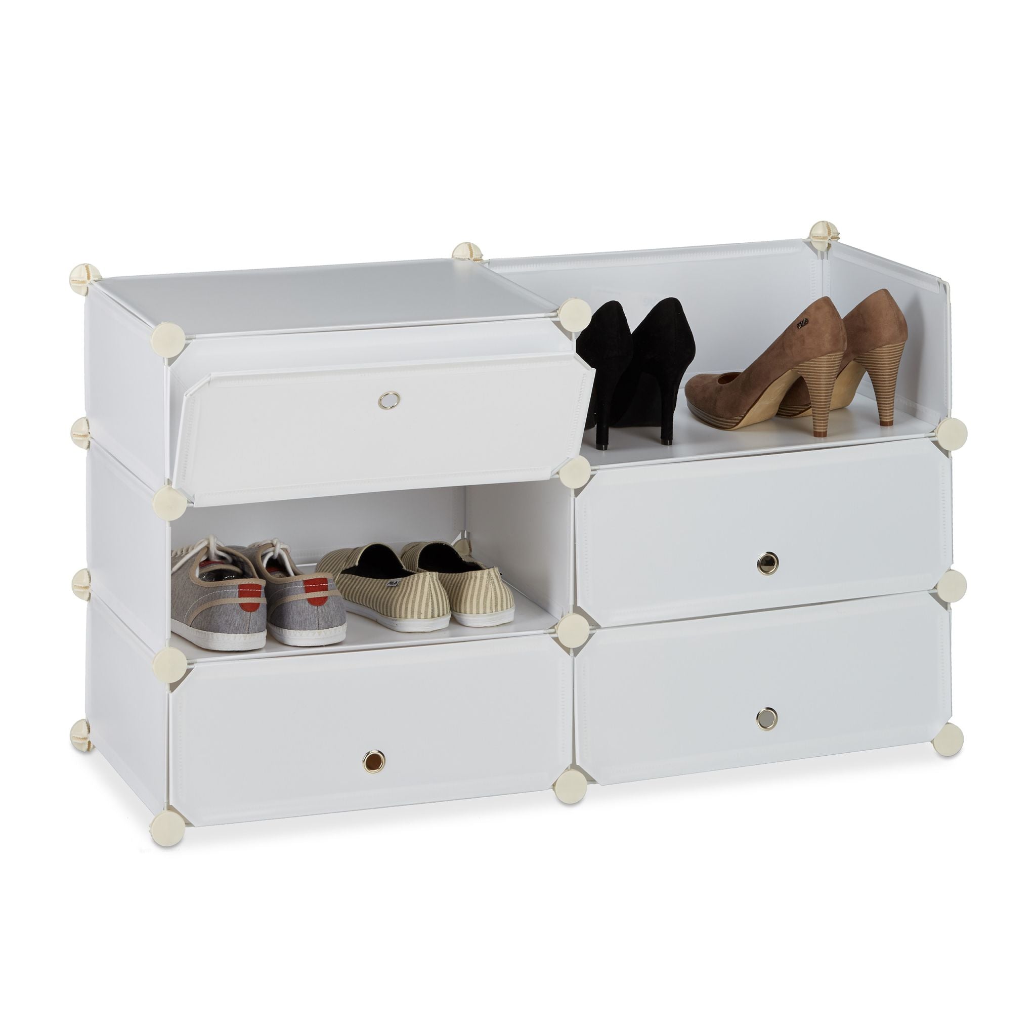 Schuhschrank mit 6 Fächern Weiss von Relaxdays