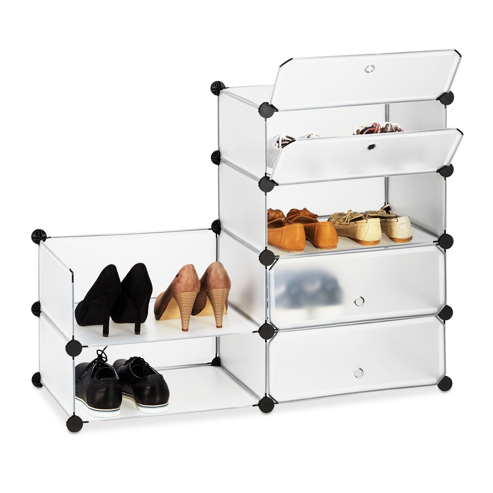 Schuhschrank mit 6 Fächern Schwarz-Transparent von Relaxdays