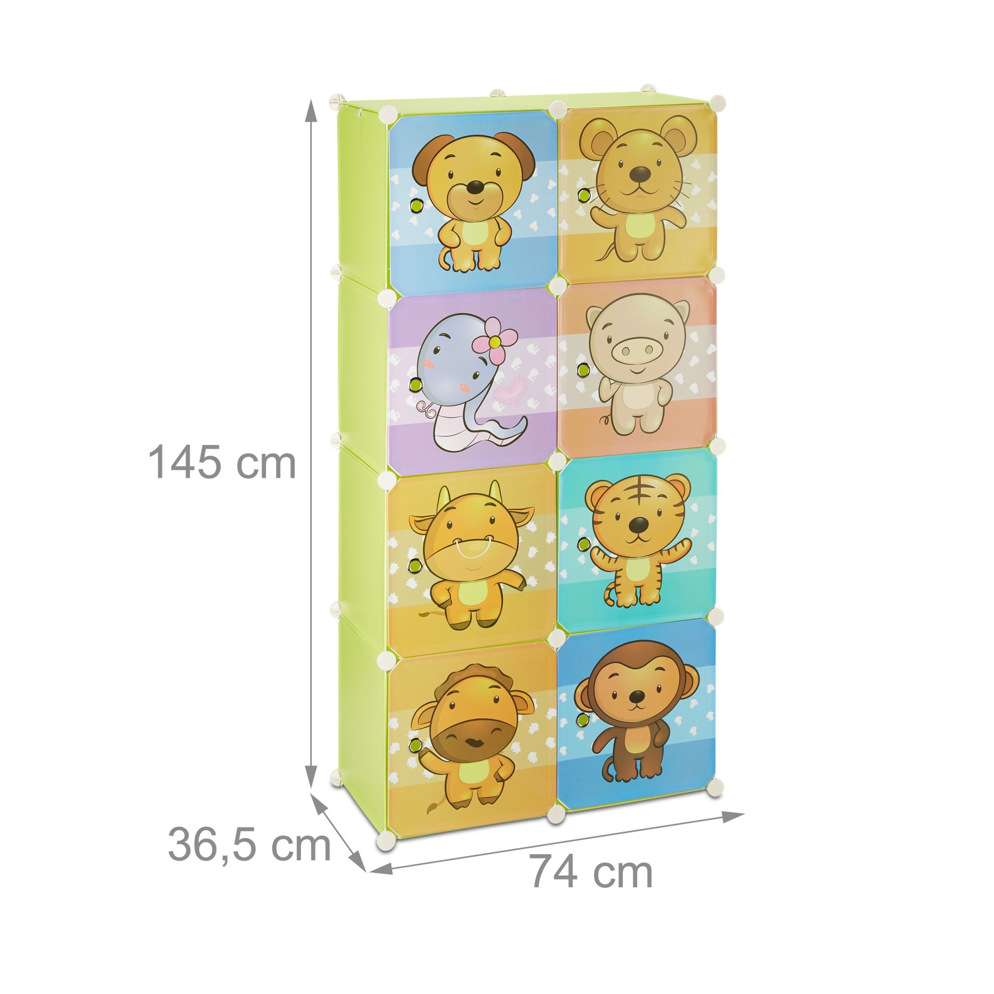 Kinderregal Stecksystem Grün-Hellblau-Hellbraun von Relaxdays