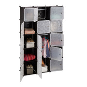 Regalsystem Kleiderschrank 11 Fächer Schwarz-Transparent von Relaxdays