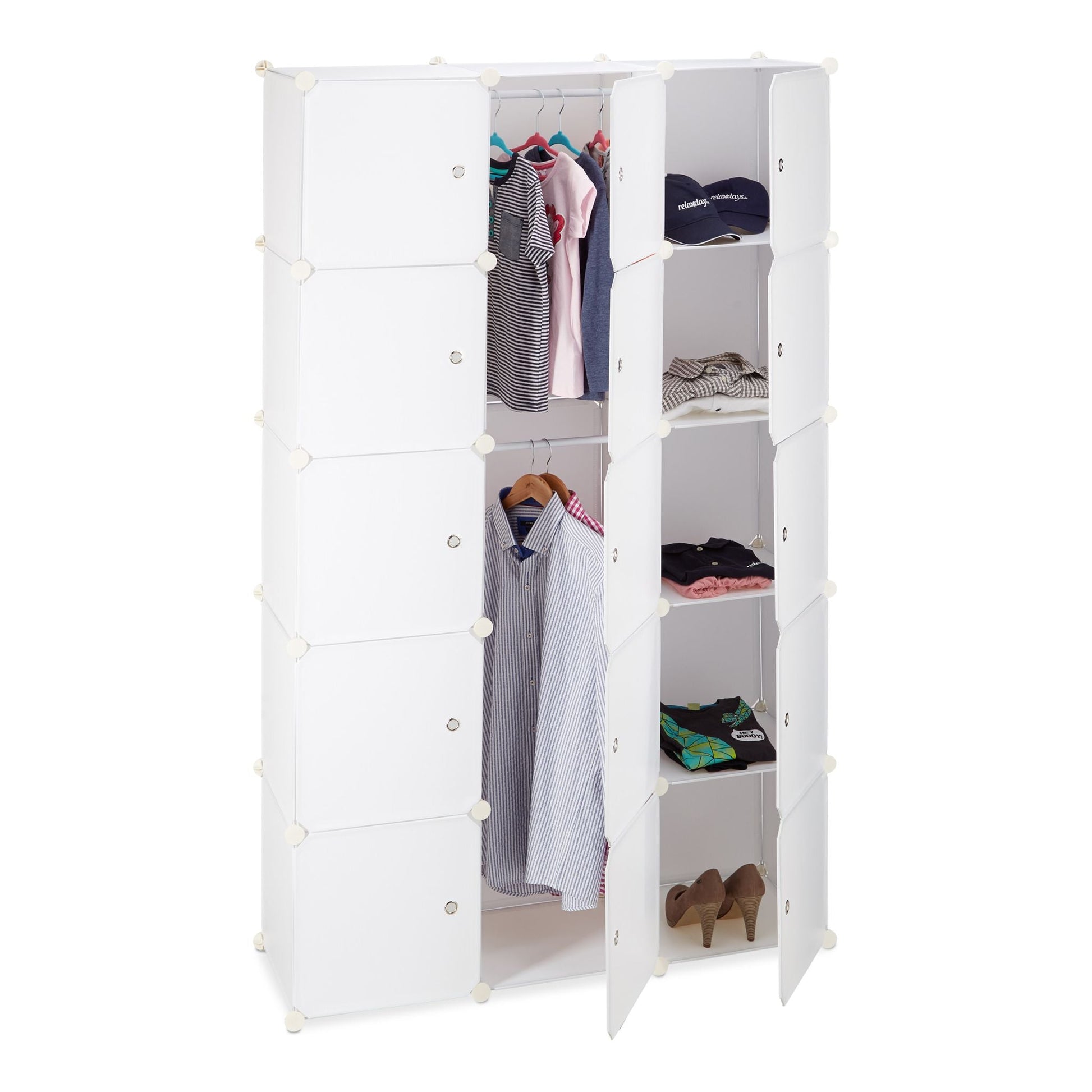Regalsystem Kleiderschrank 11 Fächer Weiss von Relaxdays