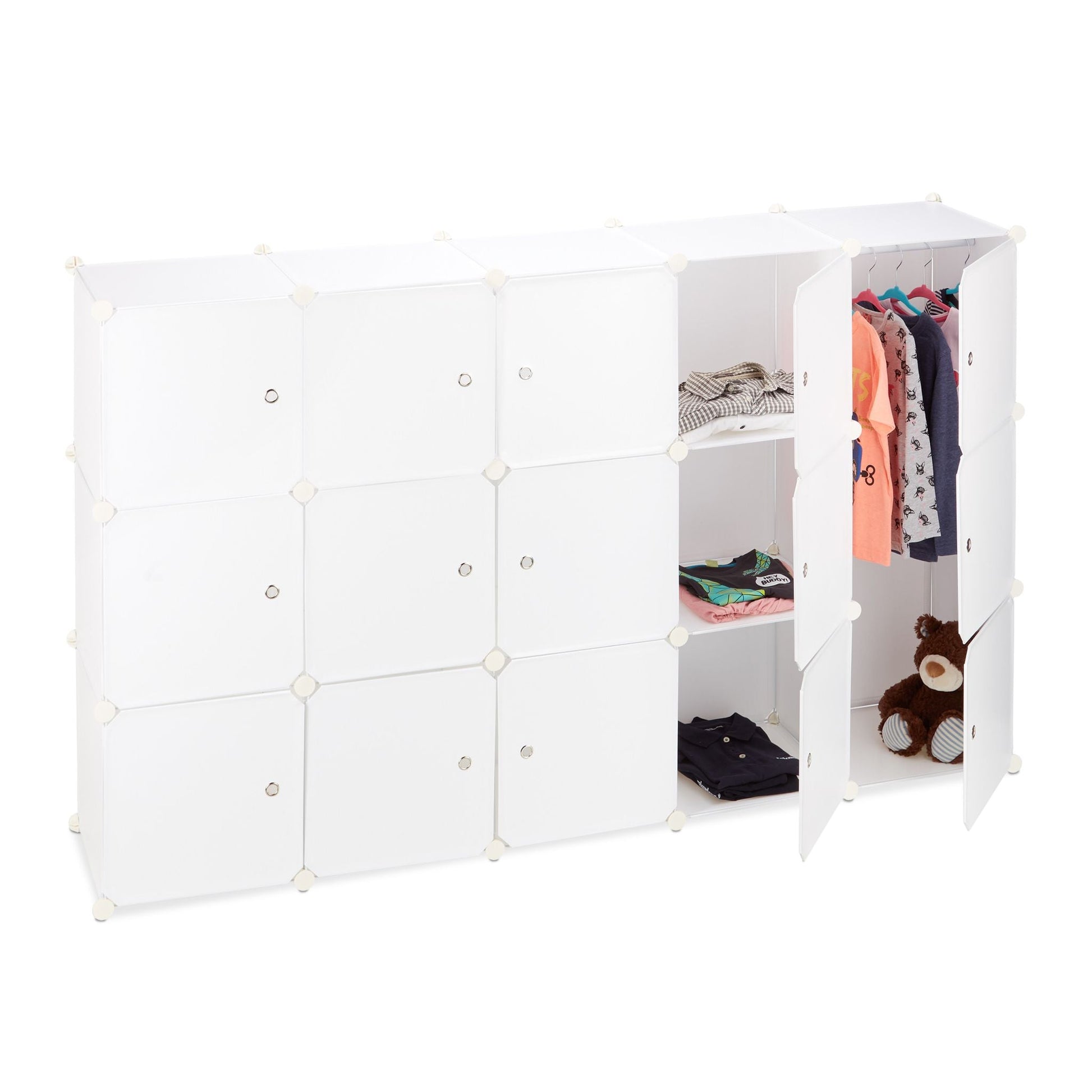 Regalsystem Kleiderschrank 11 Fächer Weiss von Relaxdays