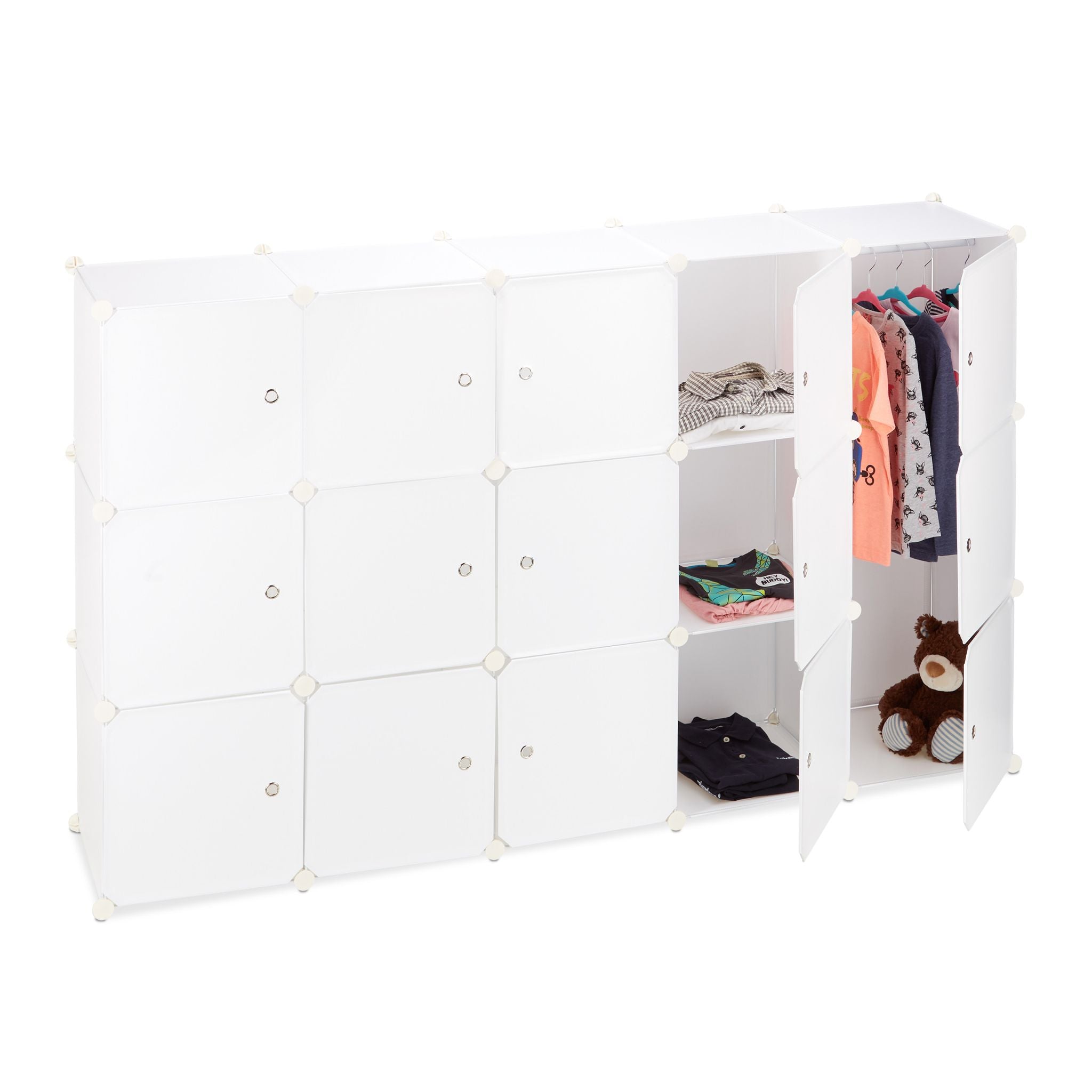 Regalsystem Kleiderschrank 11 Fächer Weiss von Relaxdays