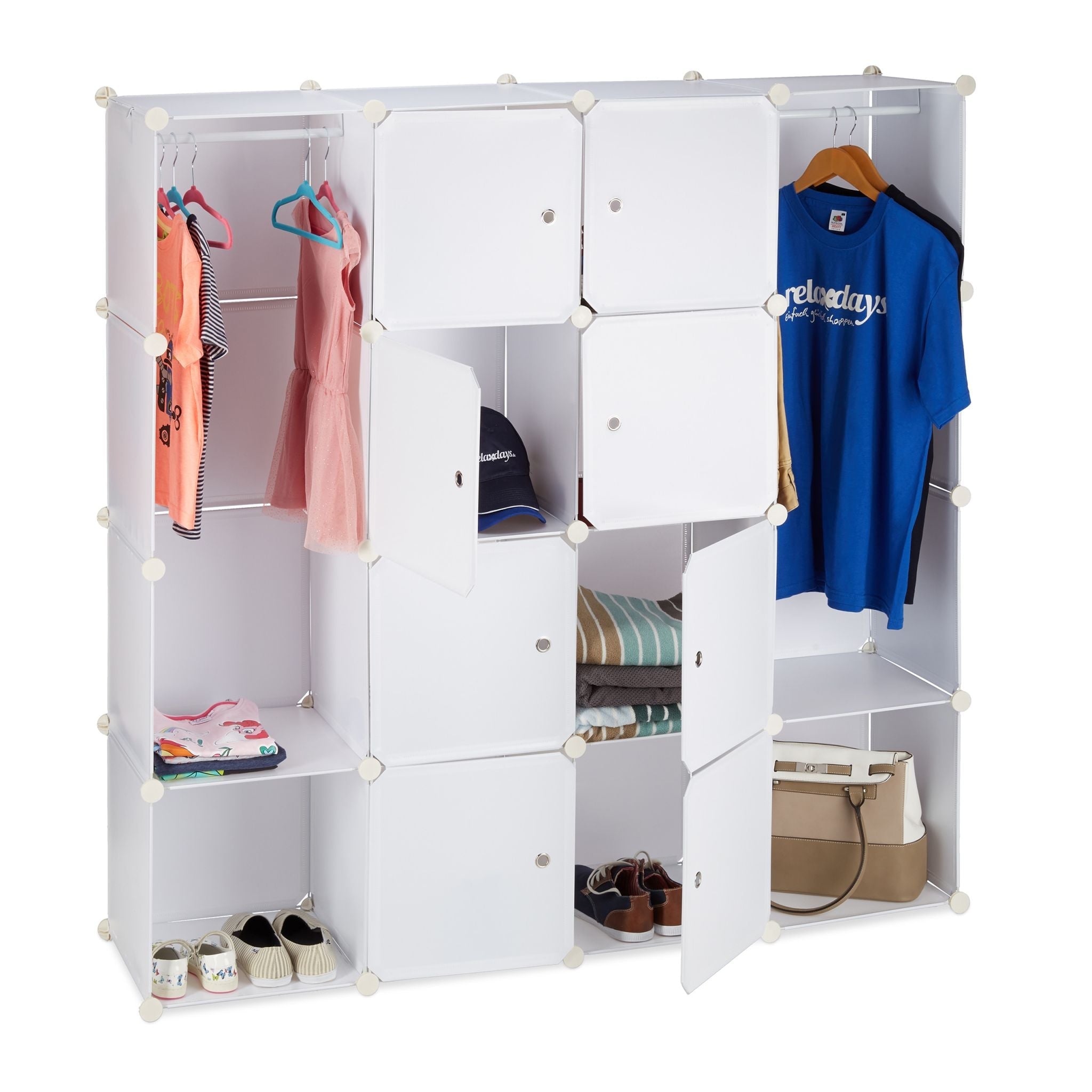 Kleiderschrank Stecksystem 12 Fächer Weiss von Relaxdays