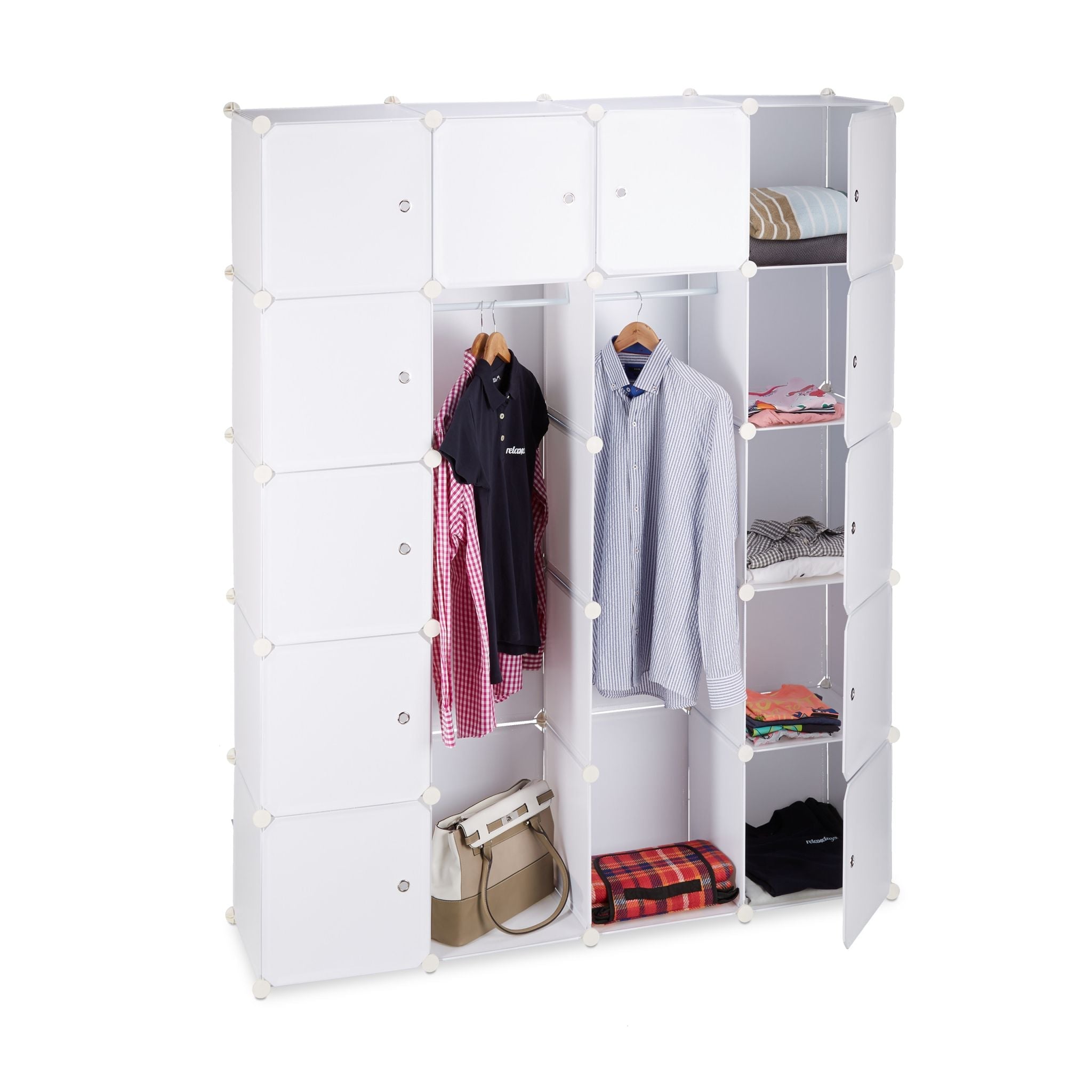 Kleiderschrank Stecksystem 14 Fächer Weiss von Relaxdays