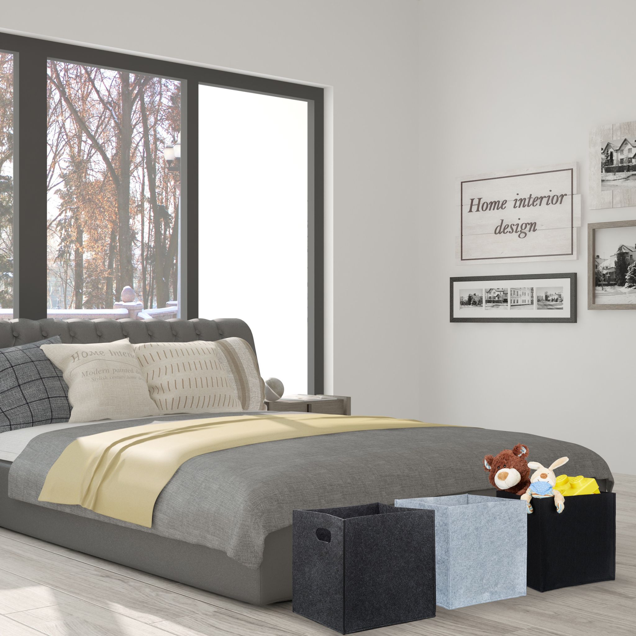Quadratischer Filzkorb Grau von Relaxdays