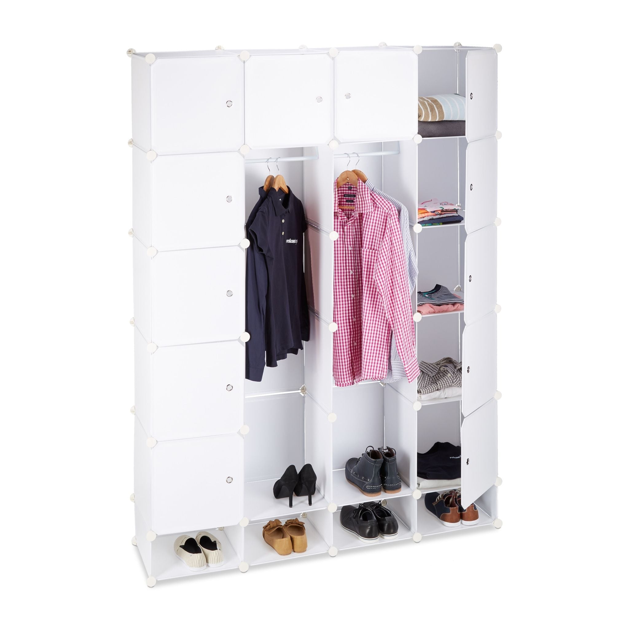 Kleiderschrank Stecksystem 18 Fächer Weiss von Relaxdays