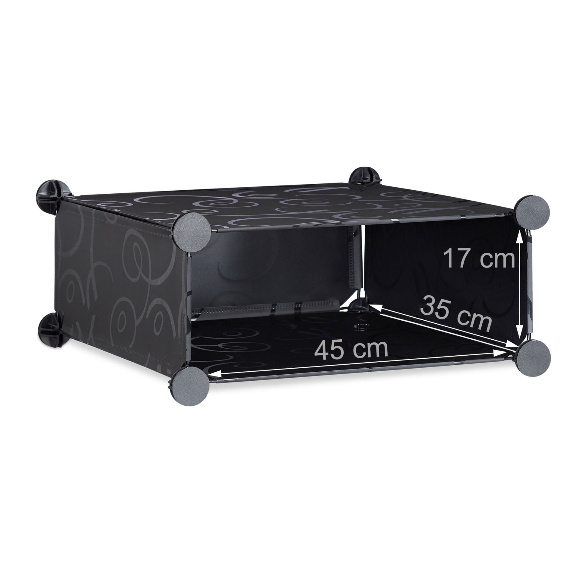 Schuhschrank mit 10 Fächern Schwarz-Silber-Transparent von Relaxdays