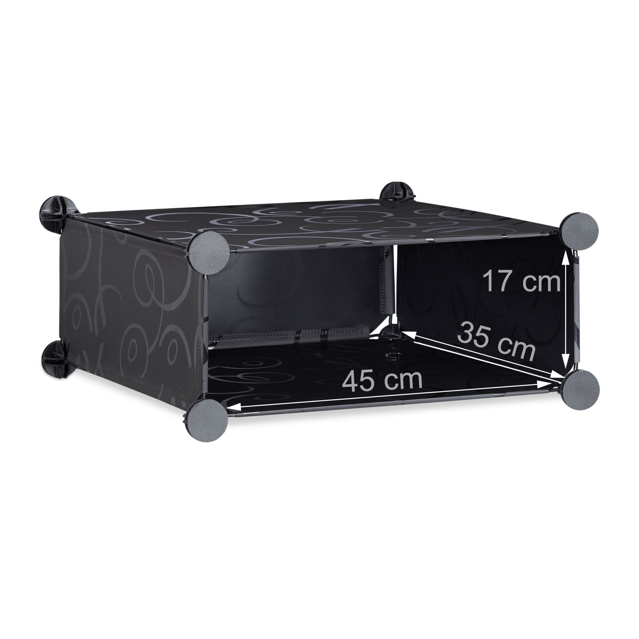 Schuhschrank mit 10 Fächern Schwarz-Silber-Transparent von Relaxdays