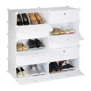 Schuhschrank mit 10 Fächern Weiss-Silber-Transparent von Relaxdays