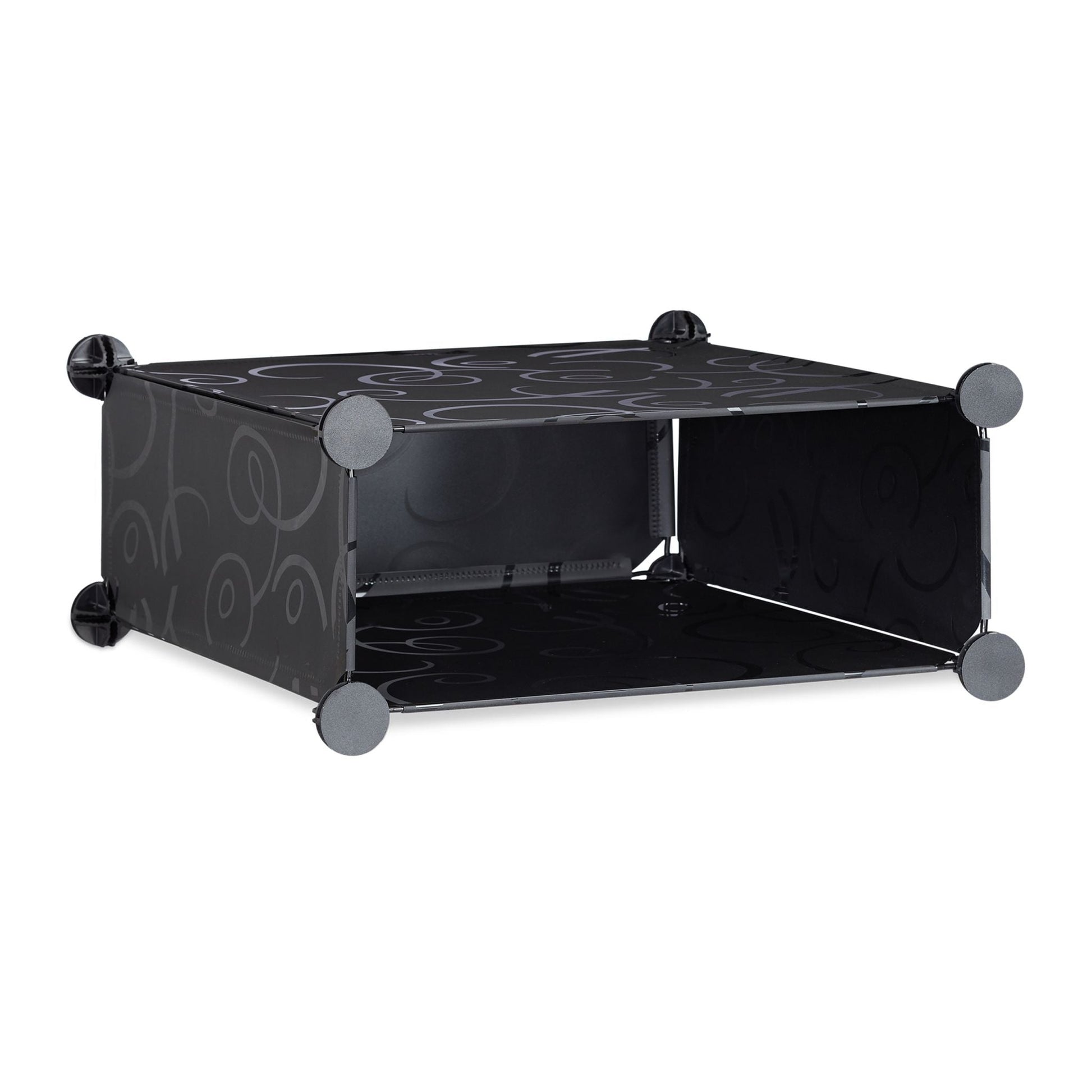 Schuhschrank mit 12 Fächern Schwarz-Silber-Transparent von Relaxdays