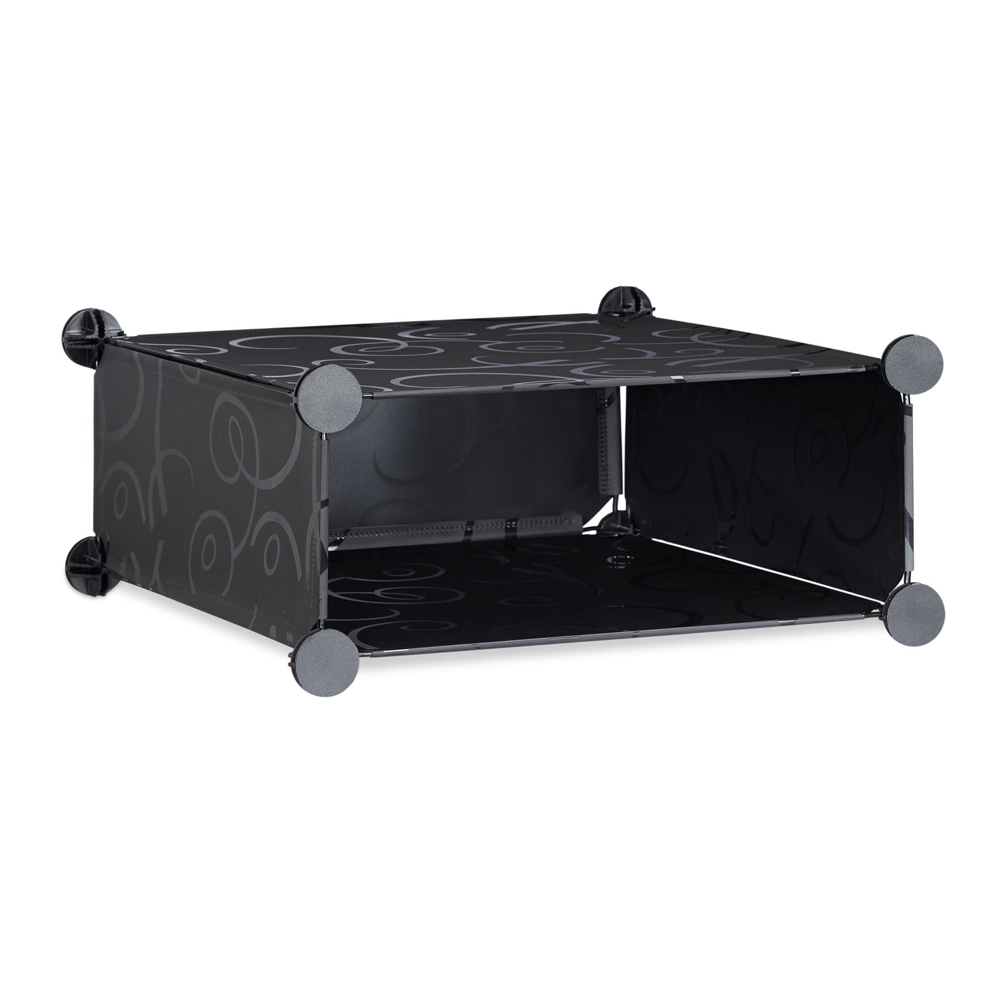 Schuhschrank mit 12 Fächern Schwarz-Silber-Transparent von Relaxdays