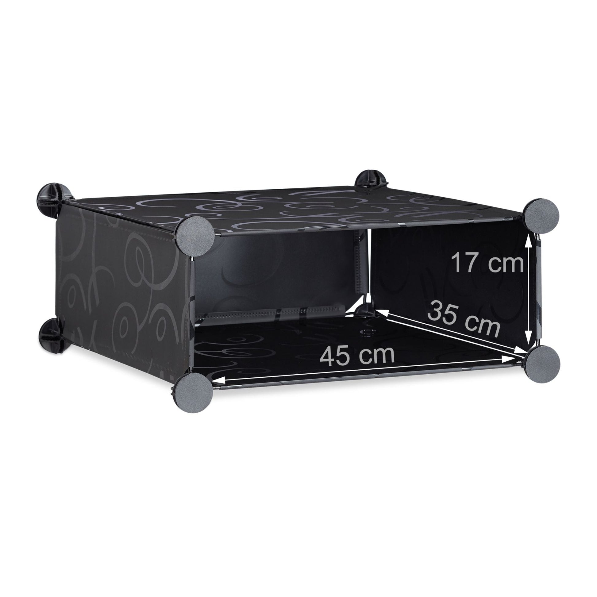 Schuhschrank mit 12 Fächern Schwarz-Silber-Transparent von Relaxdays