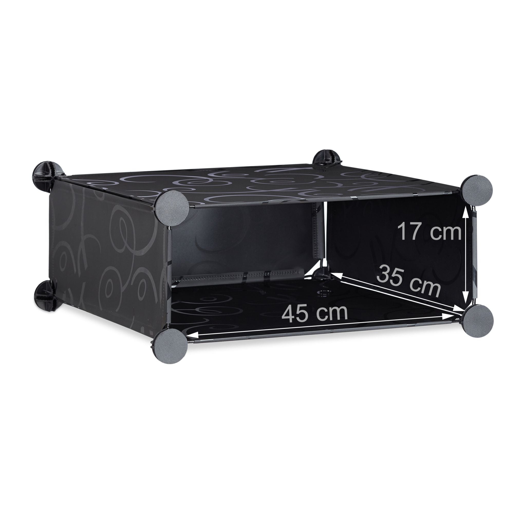 Schuhschrank mit 12 Fächern Schwarz-Silber-Transparent von Relaxdays