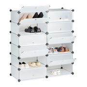 Schuhschrank mit 12 Fächern Schwarz-Silber-Transparent von Relaxdays