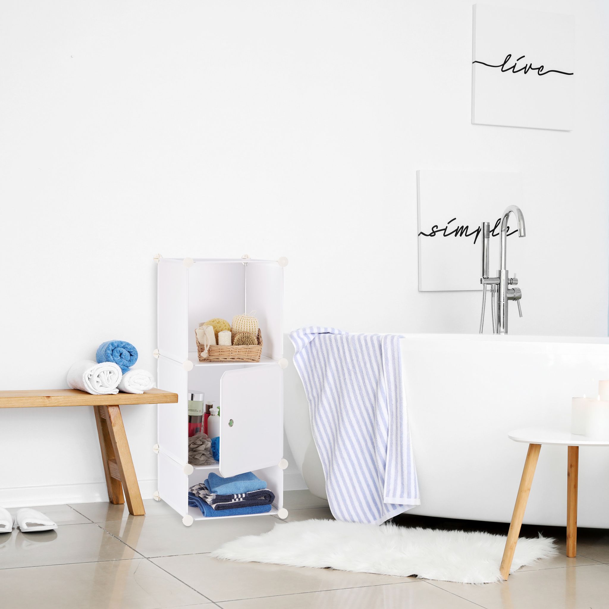 Regalsystem 4 Fächer Schwarz-Silber-Transparent von Relaxdays