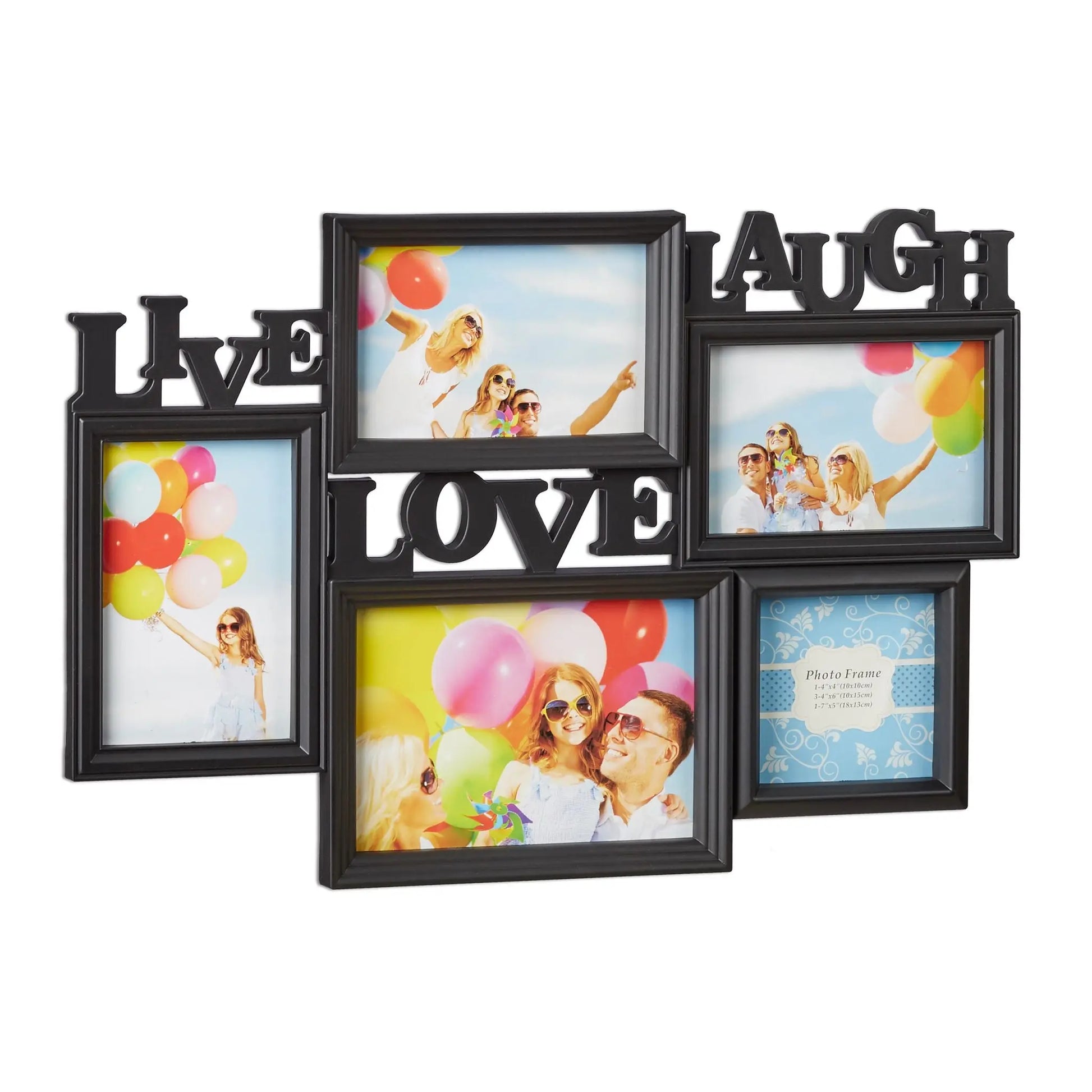 Bilderrahmen Live Love Laugh Schwarz von Relaxdays