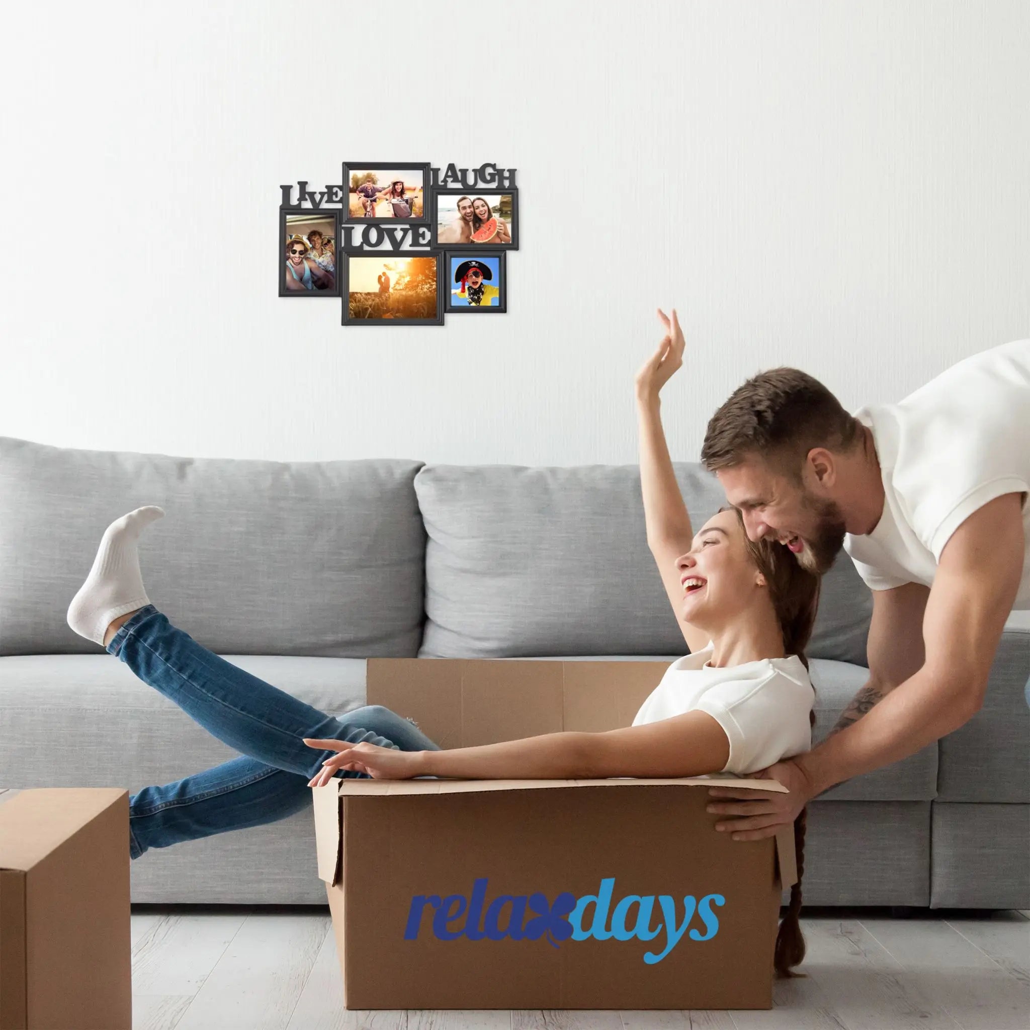Bilderrahmen Live Love Laugh Schwarz von Relaxdays