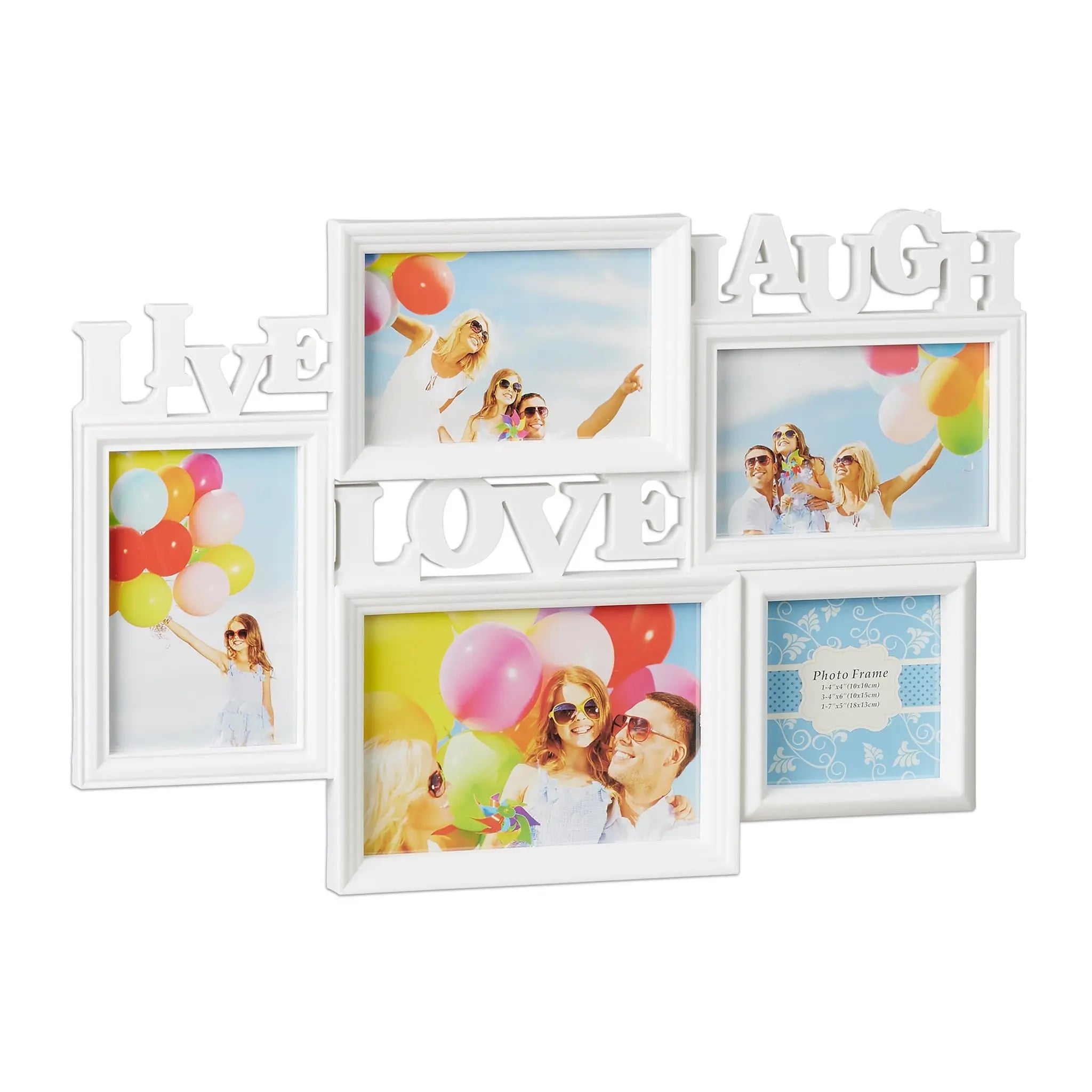 Bilderrahmen Live Love Laugh Weiss von Relaxdays