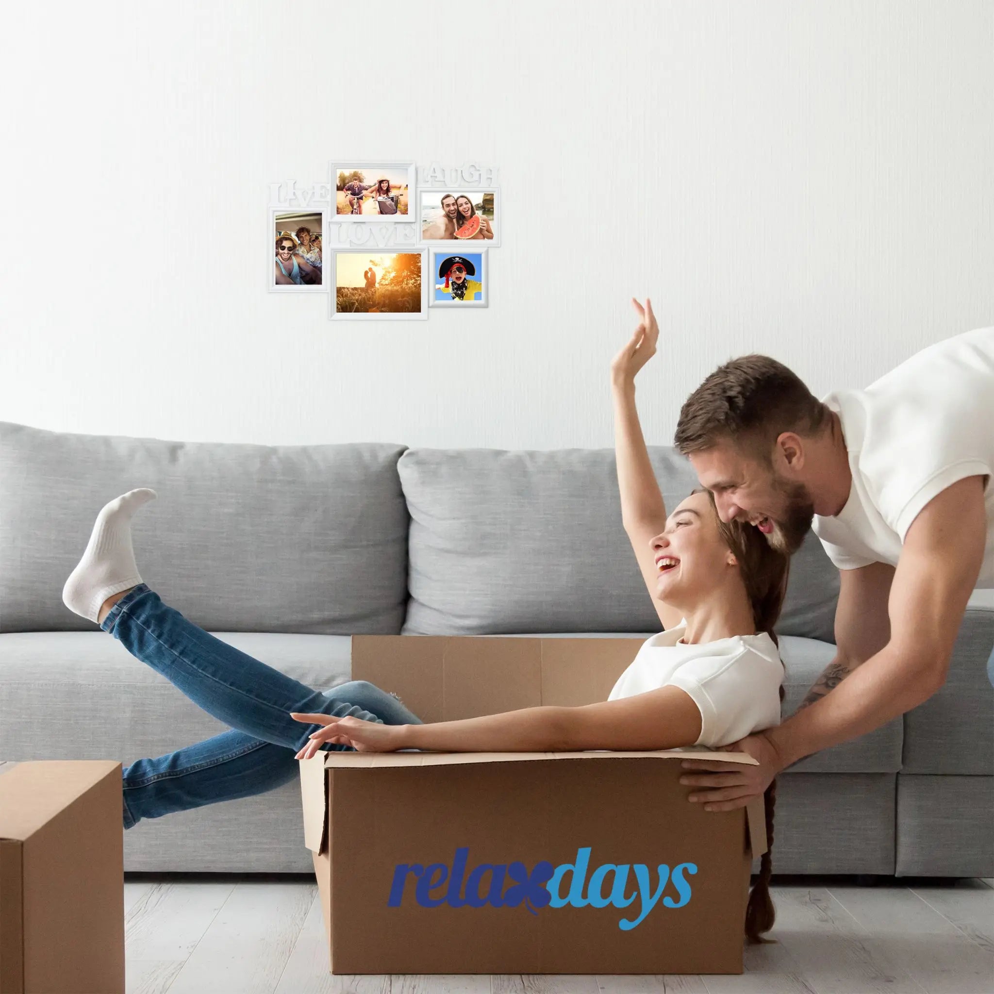 Bilderrahmen Live Love Laugh Weiss von Relaxdays